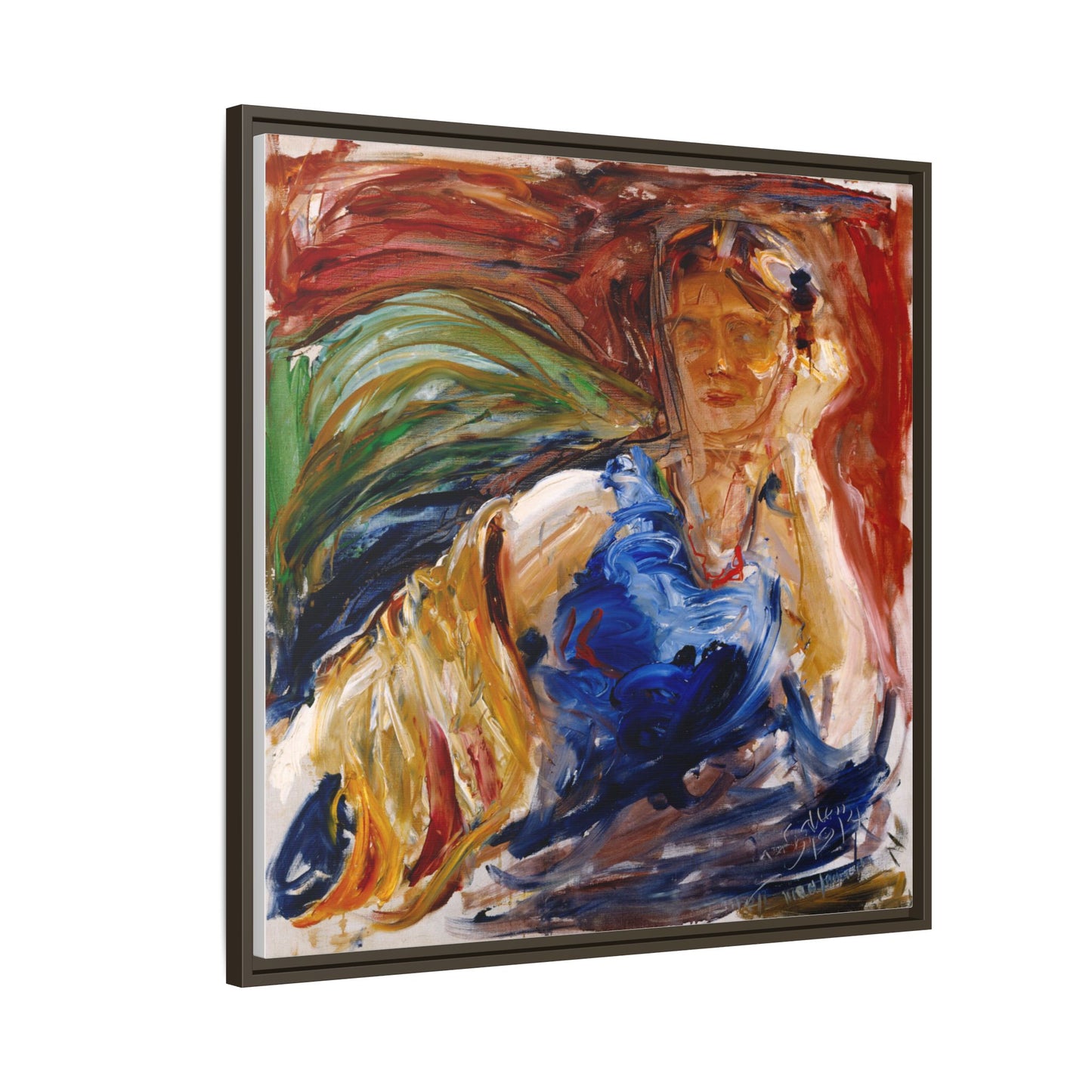 Portrait of hyllis Sjostrom by Akseli Gallen-Kallela Canvas Matte Framed Wall Art Print