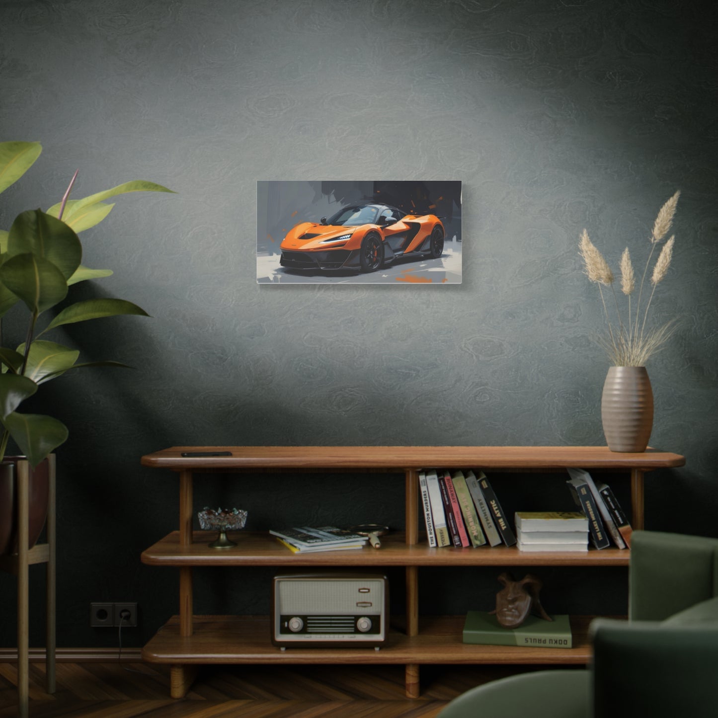 Orange Supercar Matte Canvas Wall Art – Stretched 1.25" Sports Car Print