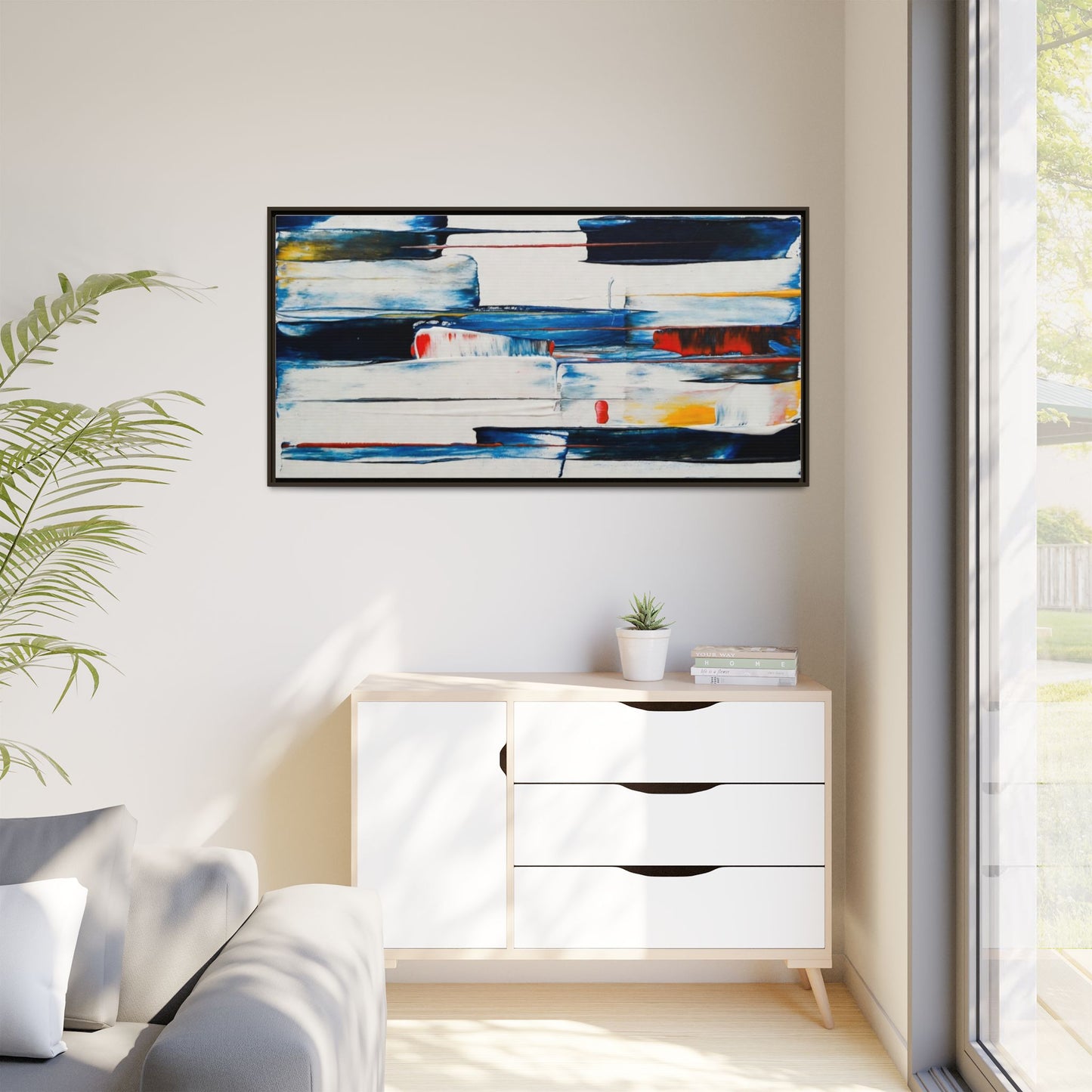 Abstract Coastal Brushstrokes Framed Canvas Print