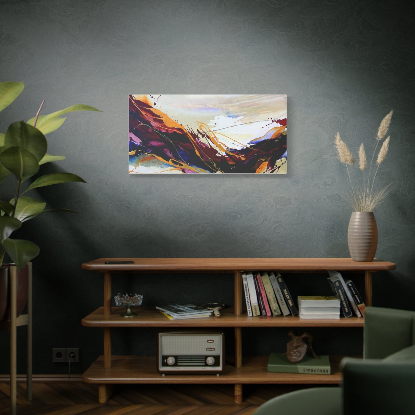 Abstract Color Flow Matte Stretched Canvas – Vibrant Modern Wall Art
