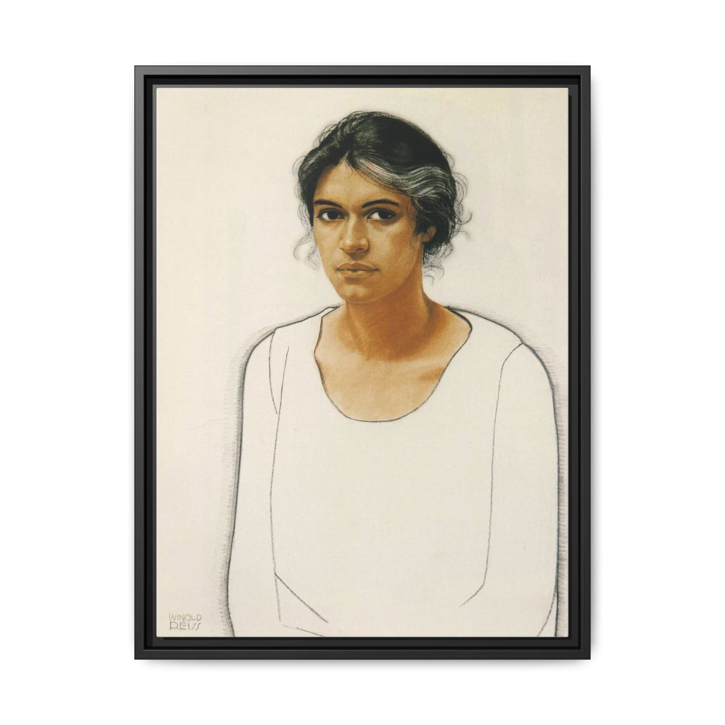 Portrait of a Woman by Winold Reiss Framed Matte Canvas Portrait Print