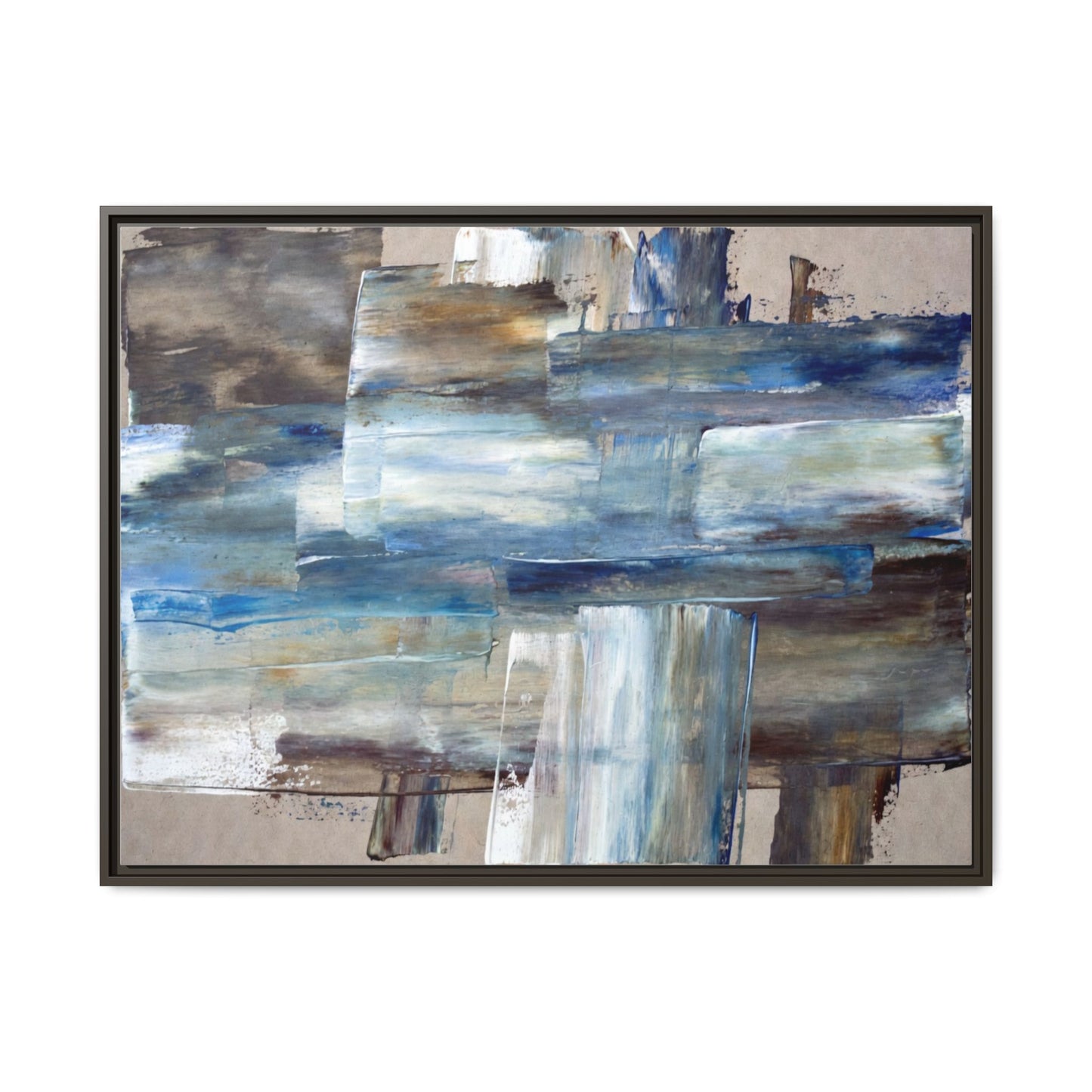 Abstract Blue Coastal Matte Canvas Framed Wall Art
