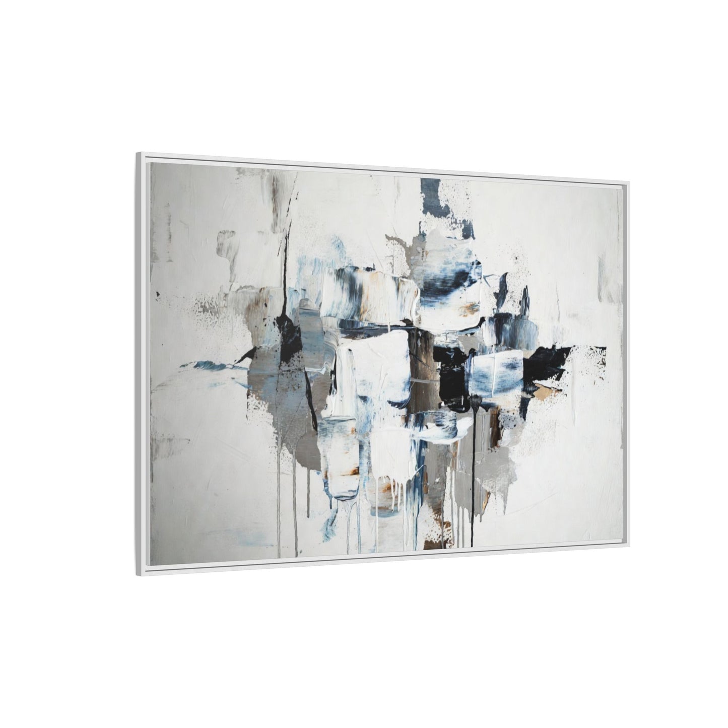 Framed Abstract Canvas Art — Blue Neutral Modern Wall Print