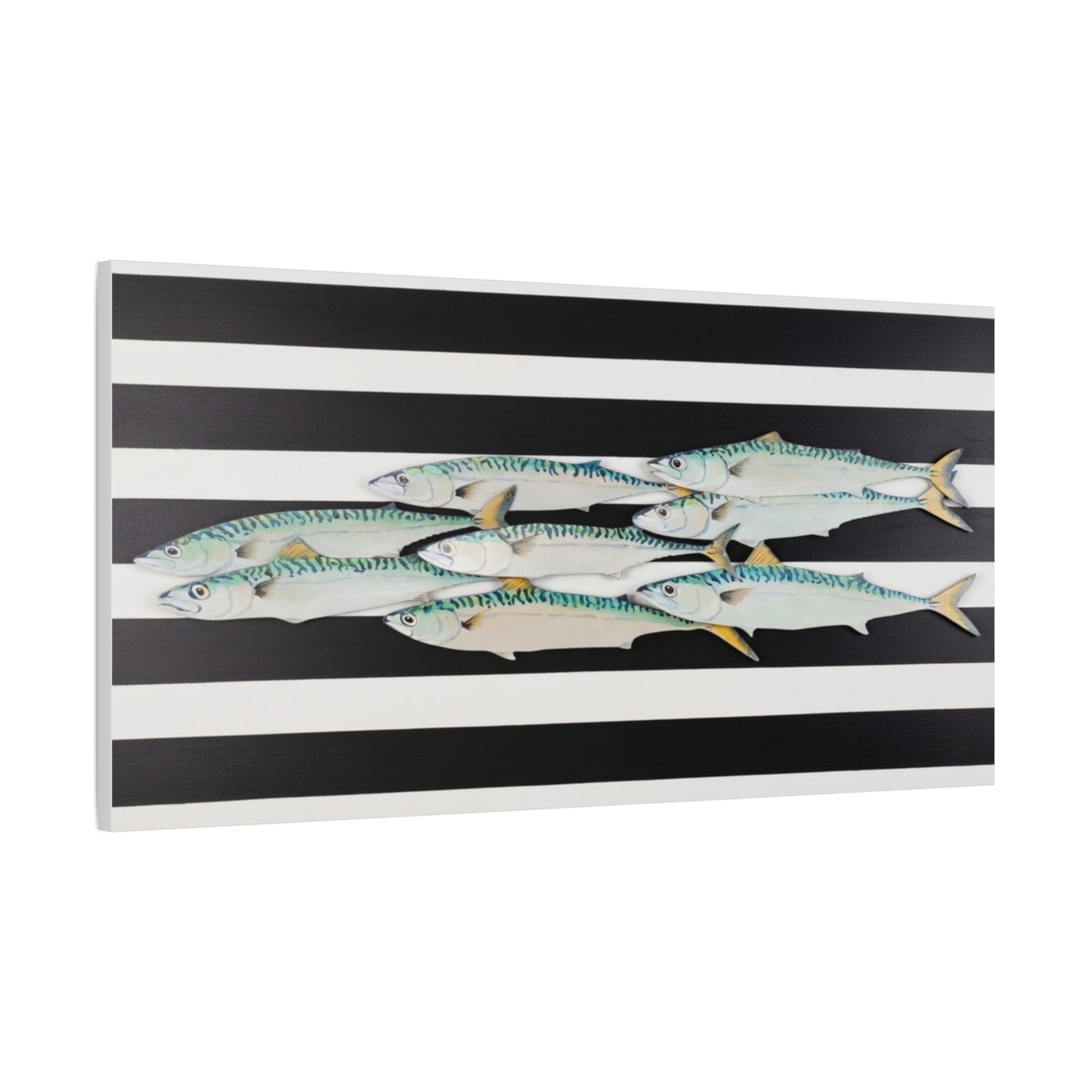 Striped Mackerel School Matte Canvas Print