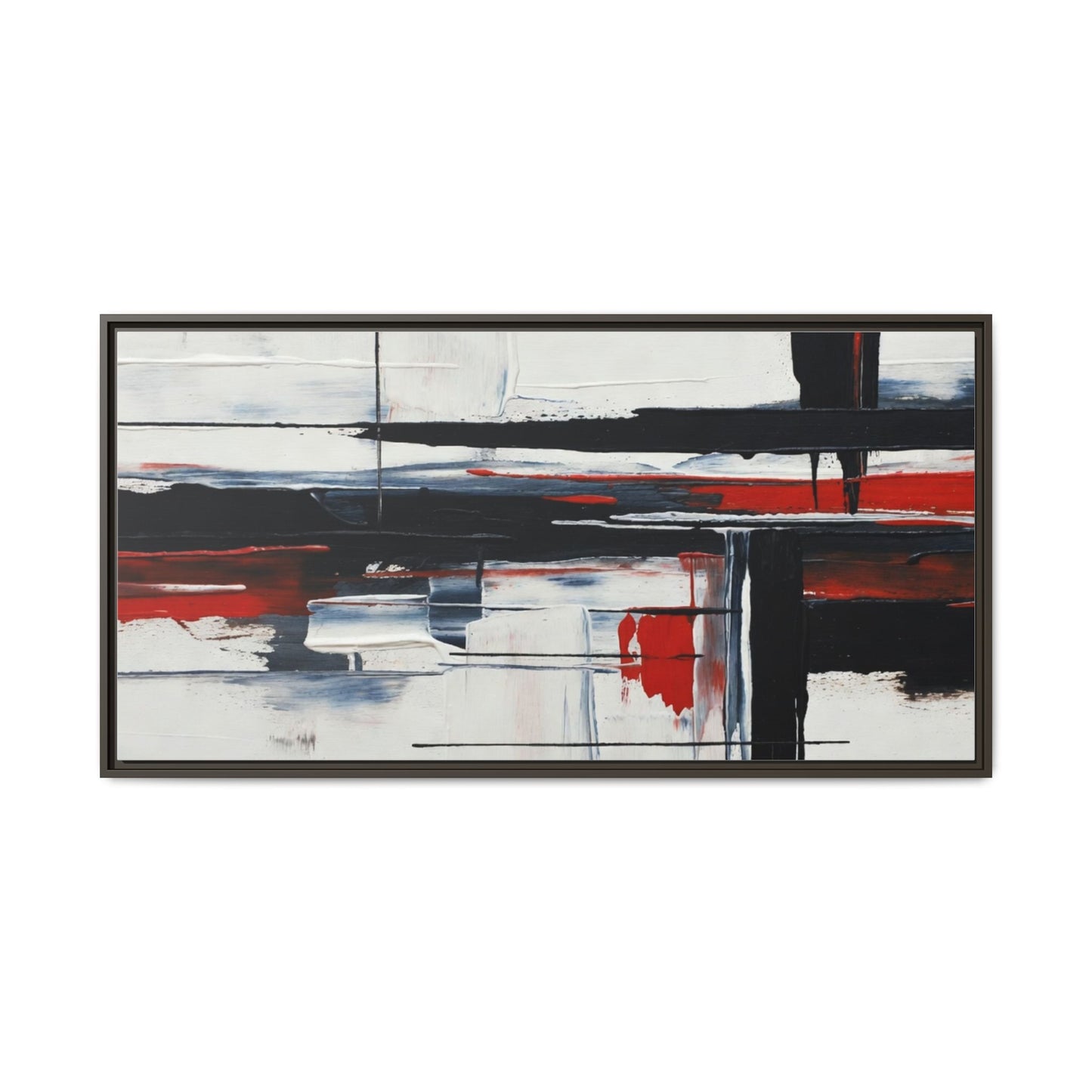Abstract Red & Black Framed Canvas Art — Modern Matte Wall Painting
