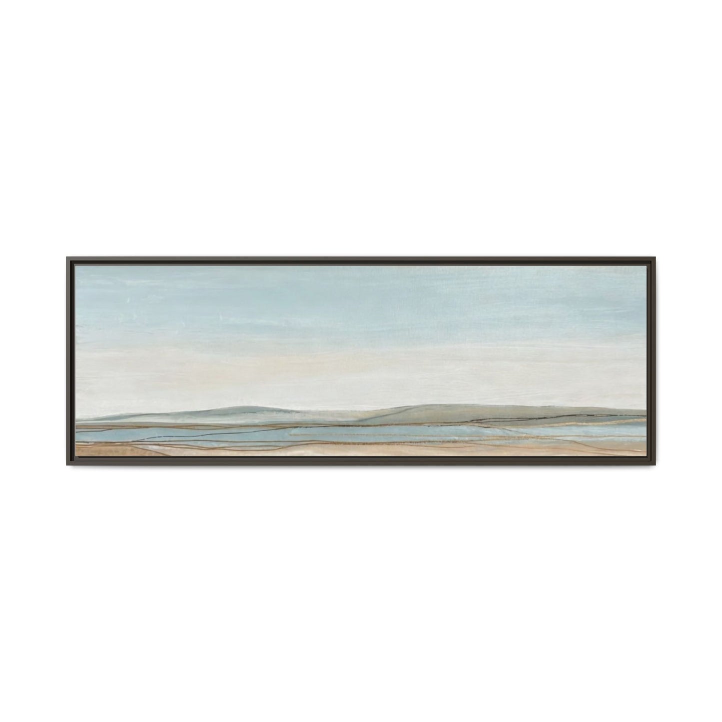 Framed Abstract Landscape Matte Canvas — Serene Coastal Horizon Wall Art
