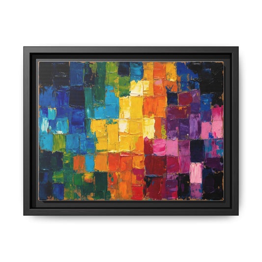 Abstract Rainbow Mosaic Framed Canvas Print — Colorful Modern Wall Art