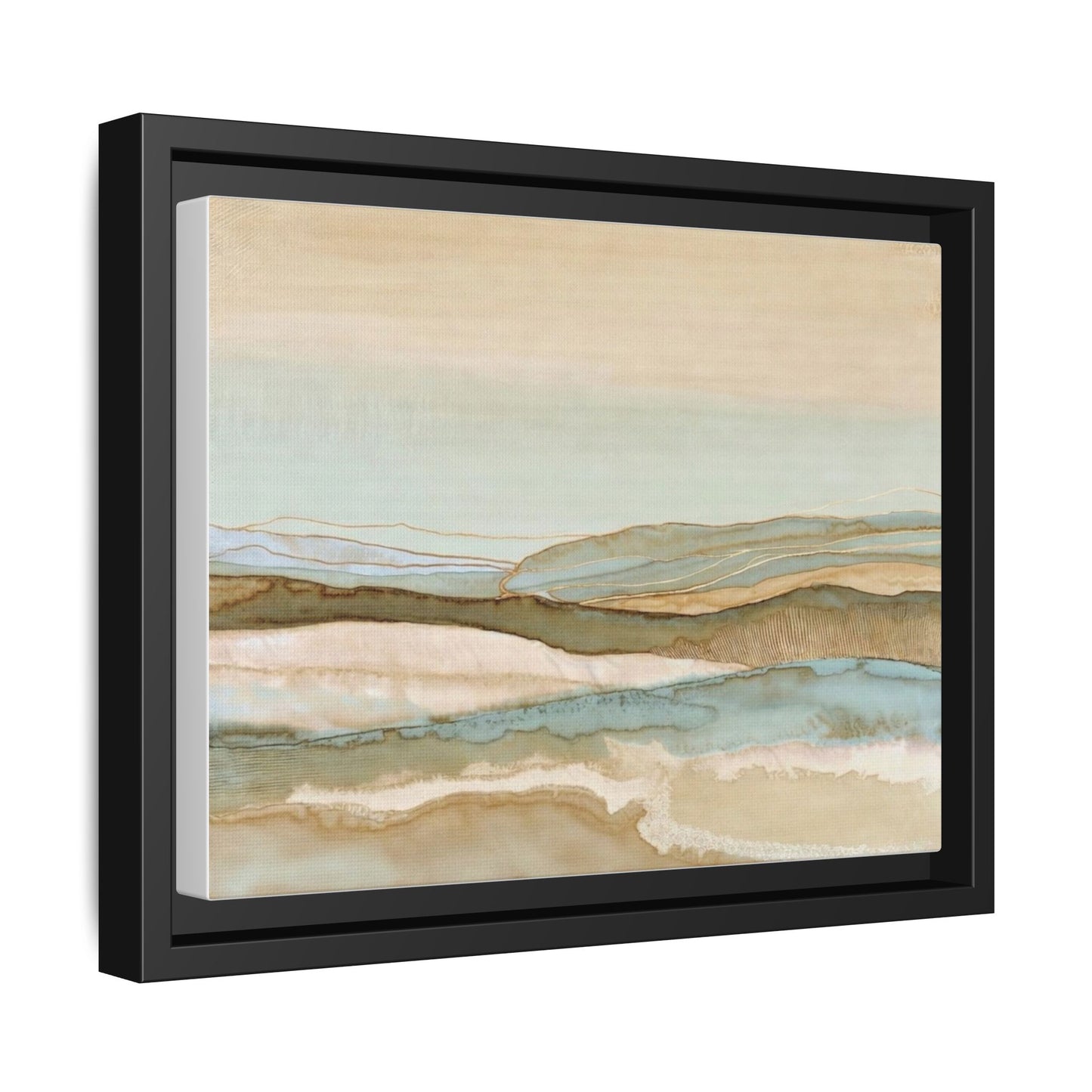 Framed Matte Canvas Coastal Abstract Landscape Wall Art