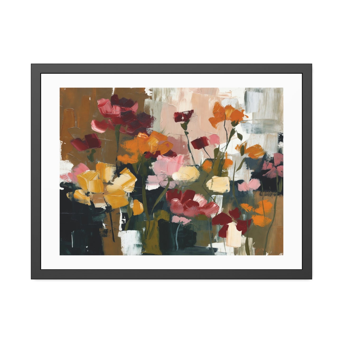 Framed Floral Art Print — Abstract Wildflower Poster for Living Room & Bedroom Décor