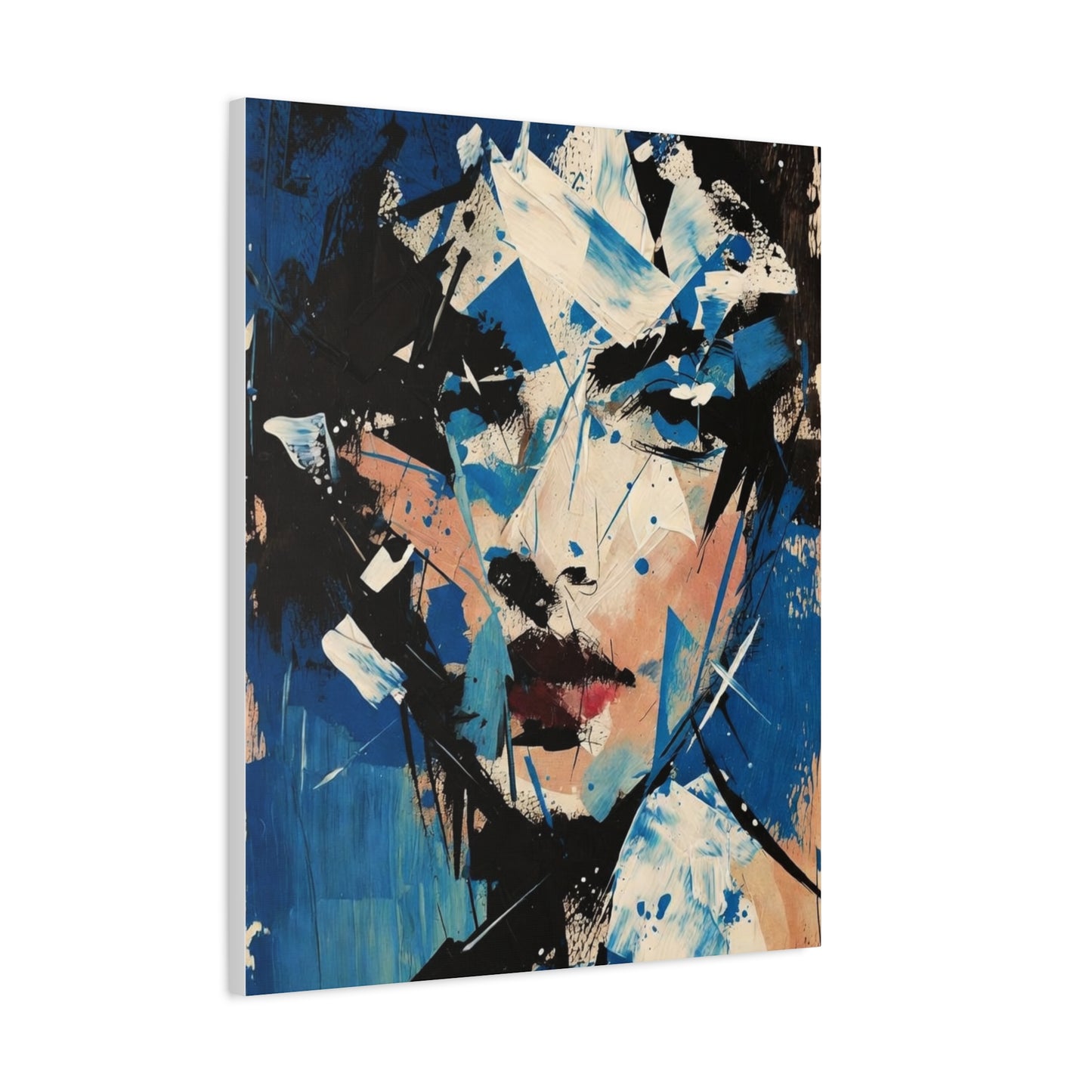 Abstract Blue Portrait Canvas Print — Modern Stretched Wall Art