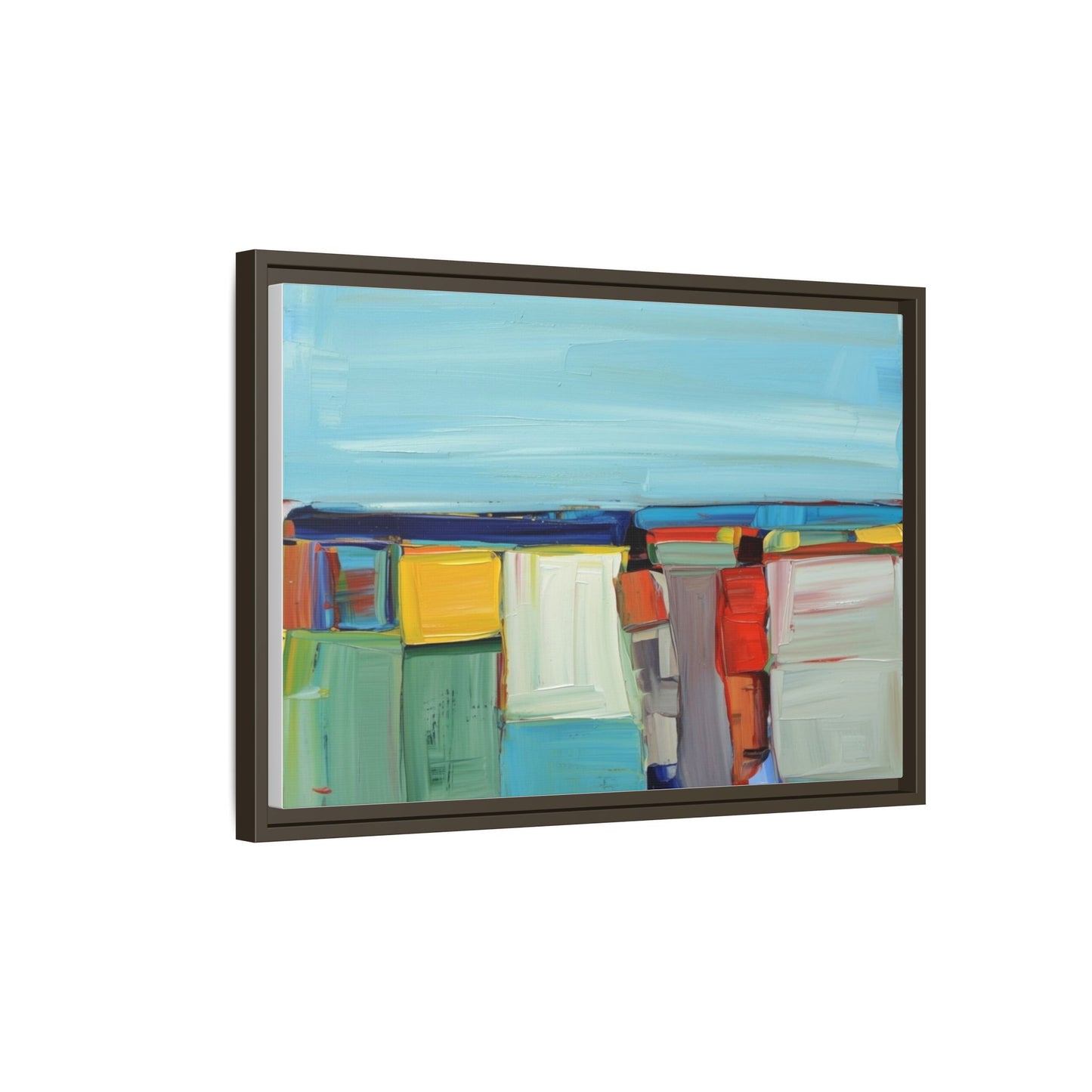 Abstract Coastal Blocks Matte Canvas Print (Framed)