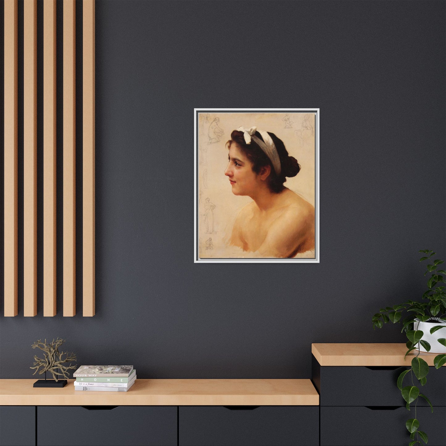Study Of A Woman For Offering To Love by William Adolphe Bouguereau Framed Matte Canvas Print