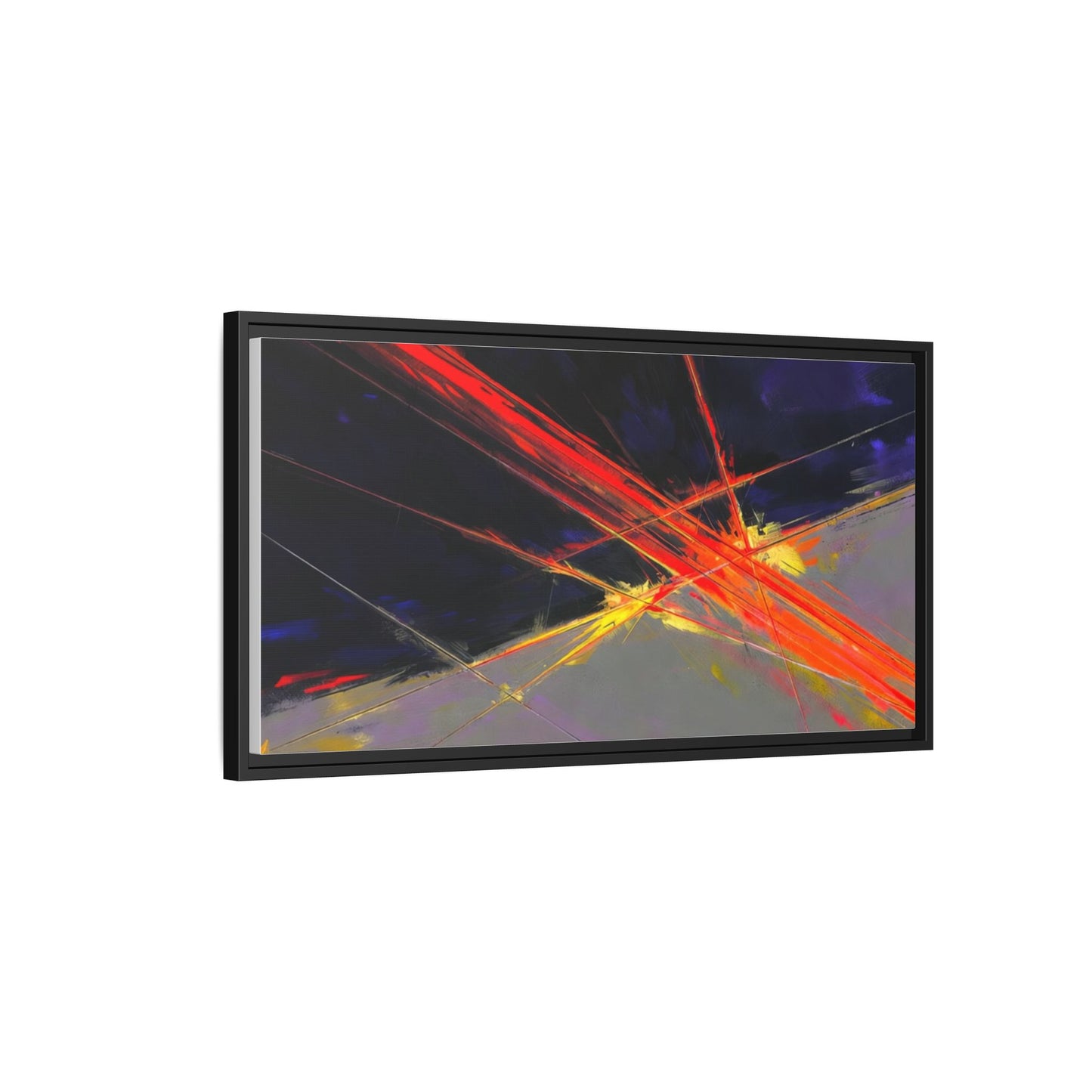 Abstract Red Streaks Framed Matte Canvas Art — Modern Multi‑Color Wall Decor