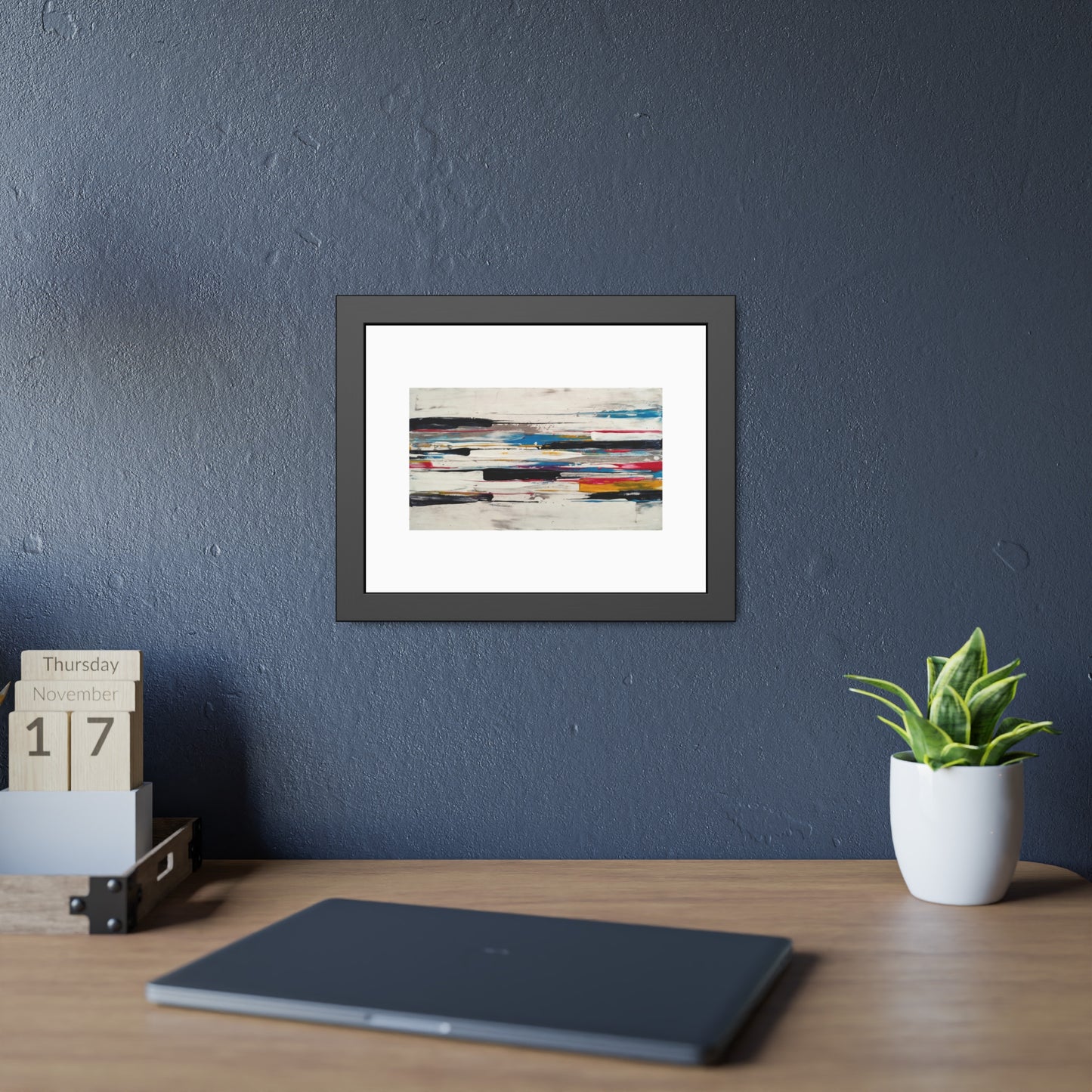 Abstract Color Stripe Framed Poster - Modern Minimalist Wall Art