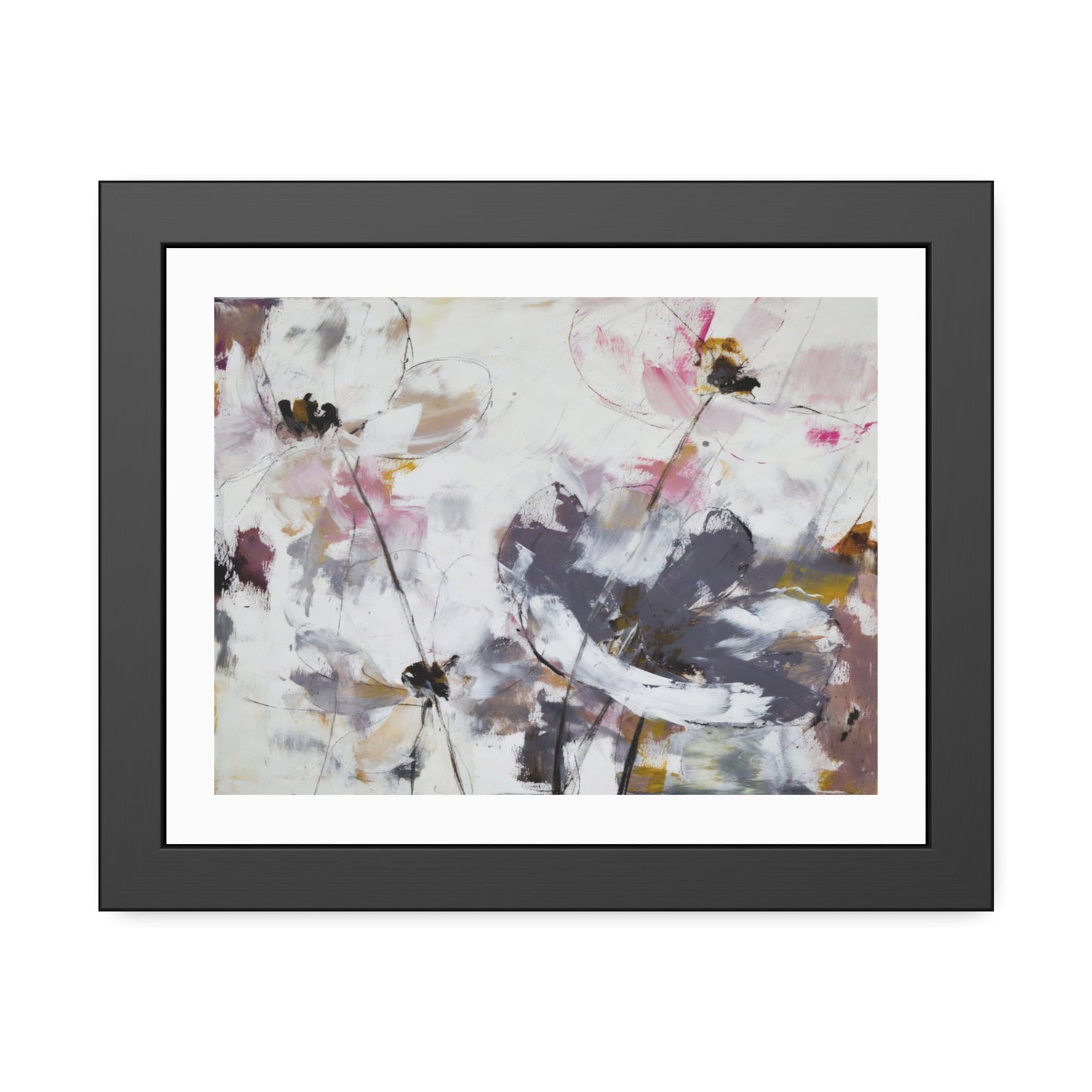 Framed Floral Poster Art – Soft Watercolor Poppies Print