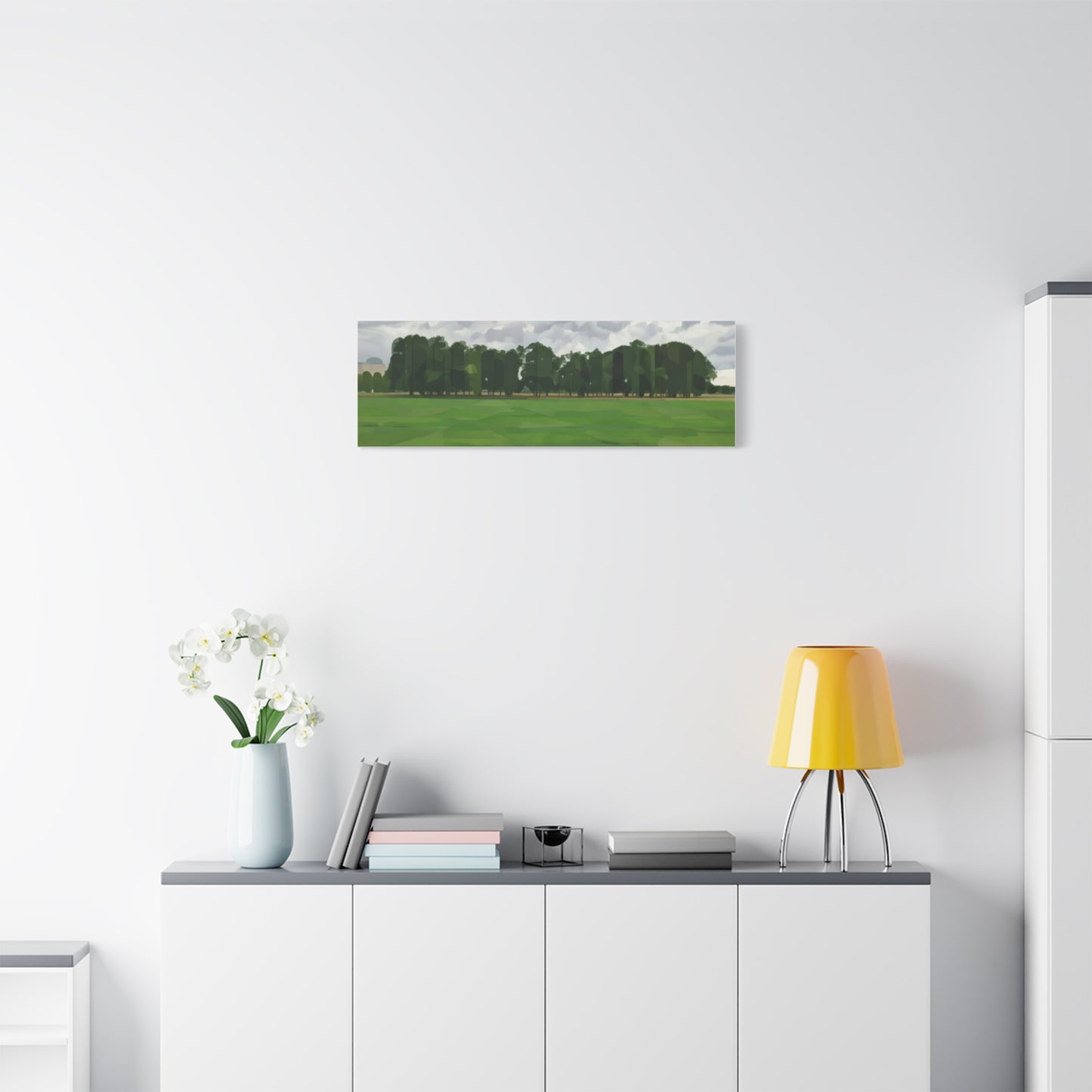 Green Field Landscape Canvas Print — Tranquil Park Scene Matte Stretched Canvas
