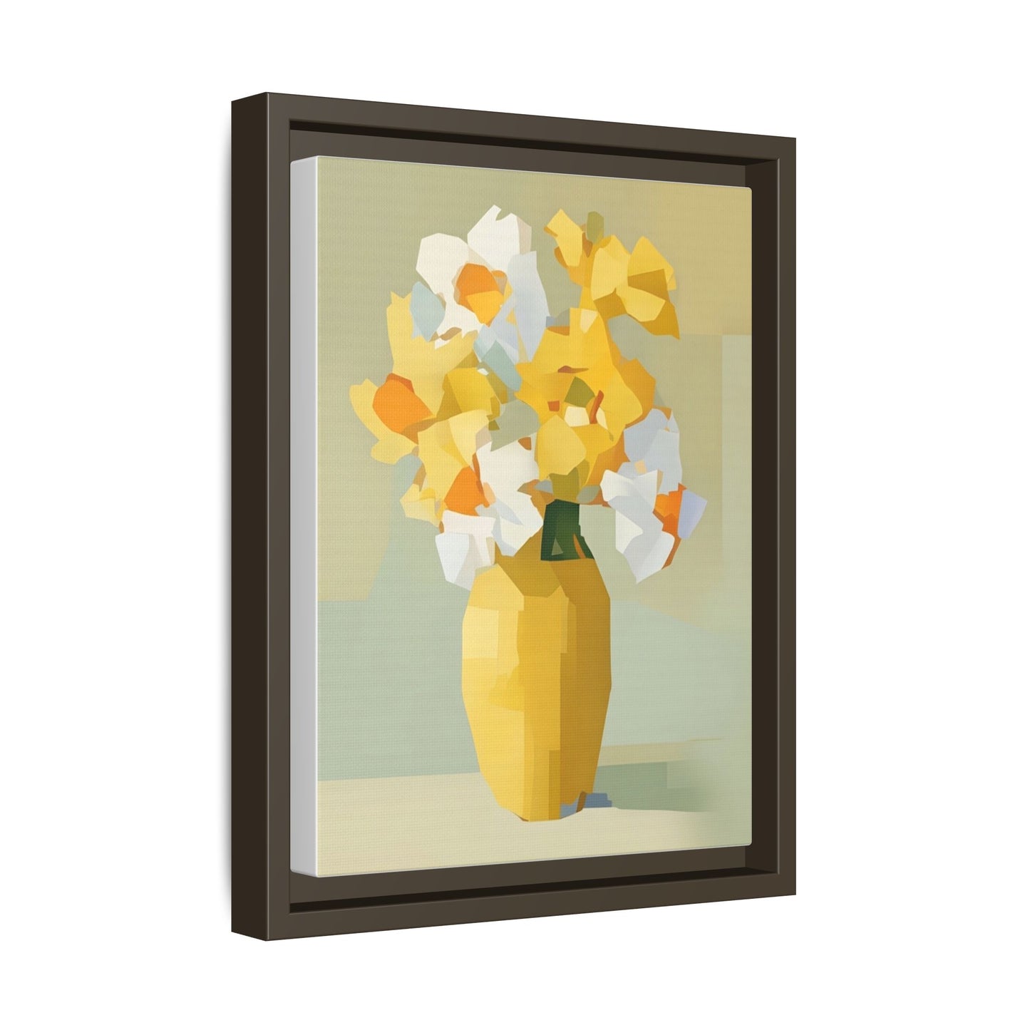Framed Floral Canvas Print — Yellow Vase Bouquet Wall Art