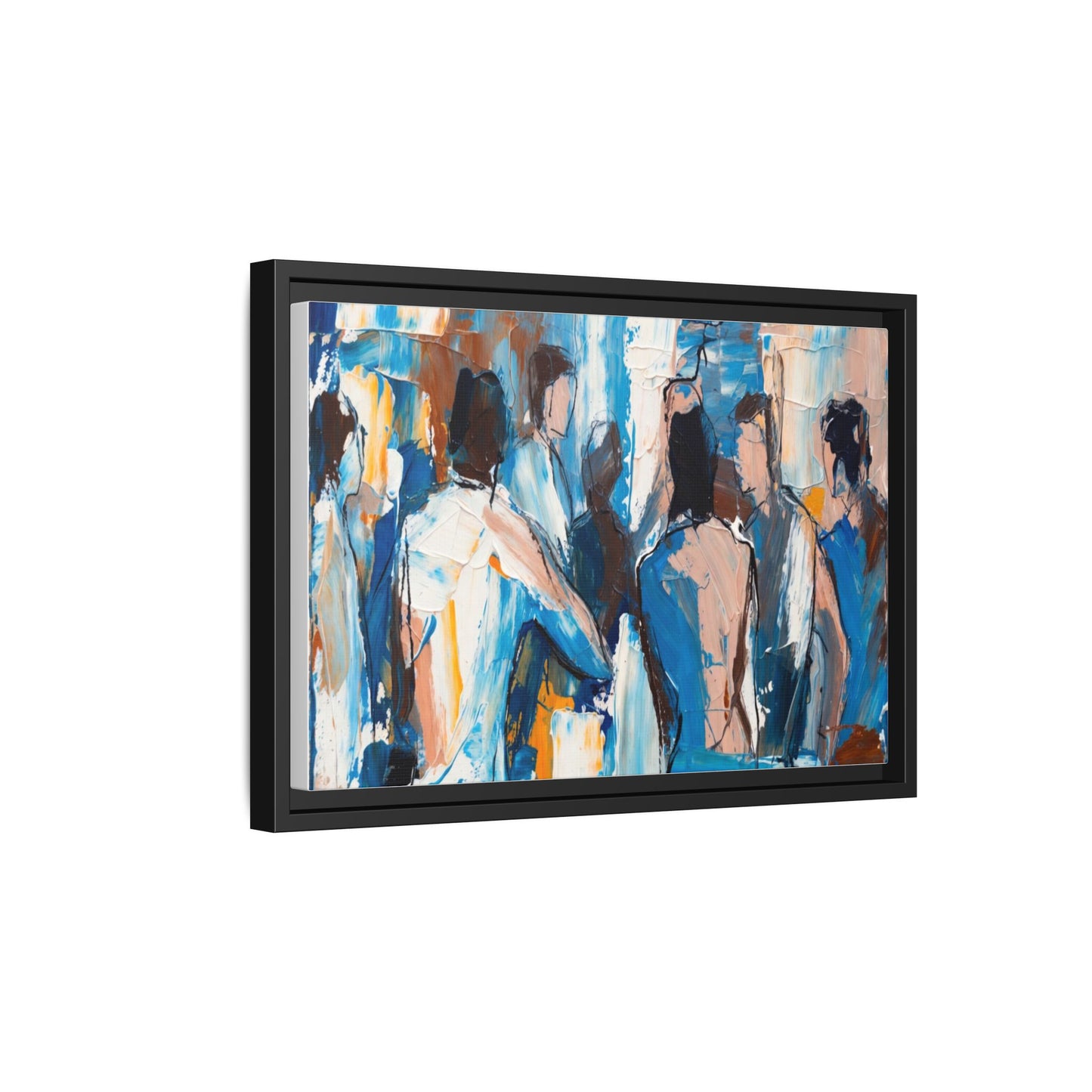 Abstract Coastal Figures Matte Canvas Framed Wall Art
