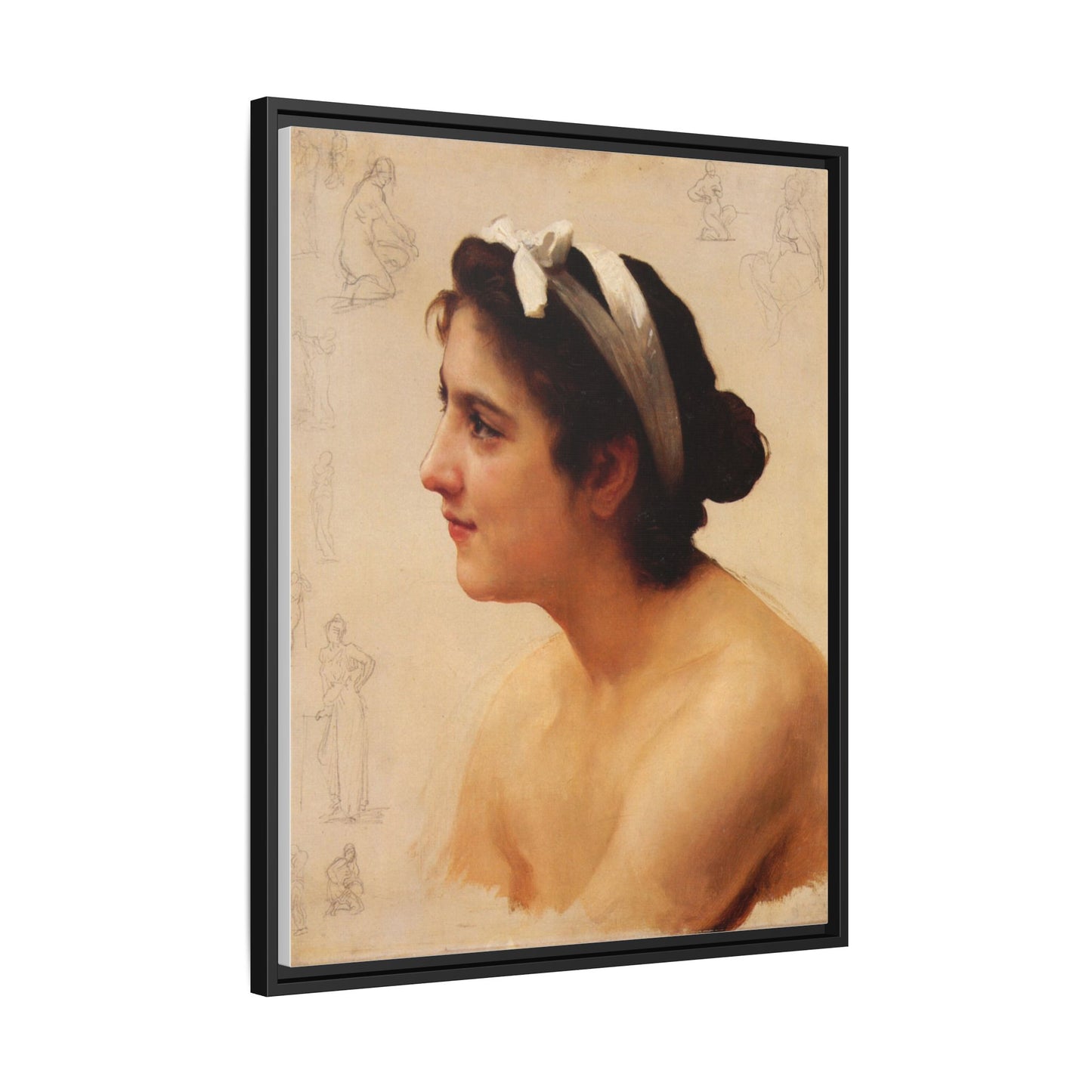 Study Of A Woman For Offering To Love by William Adolphe Bouguereau Framed Matte Canvas Print