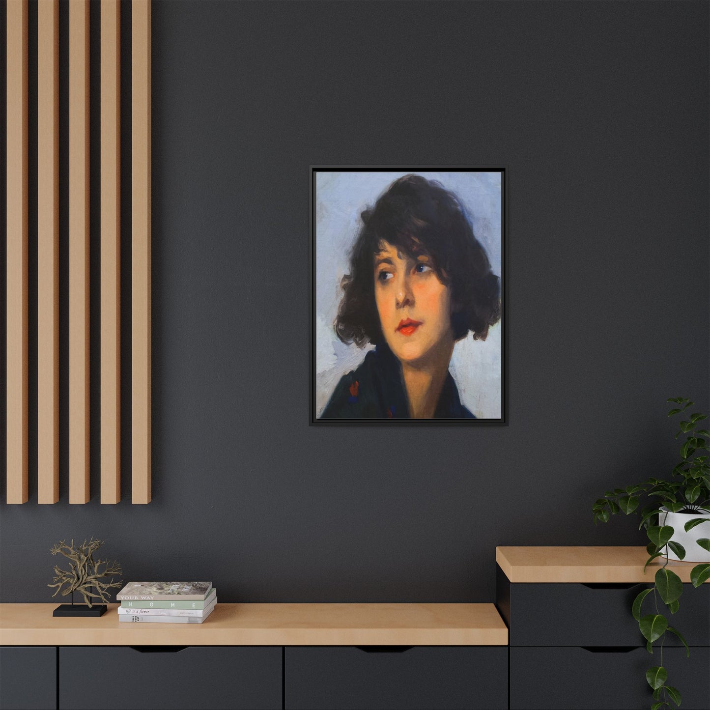 Mulher do chale verde (cropped) by Cyprien Eugene Boulet Framed Matte Canvas Print