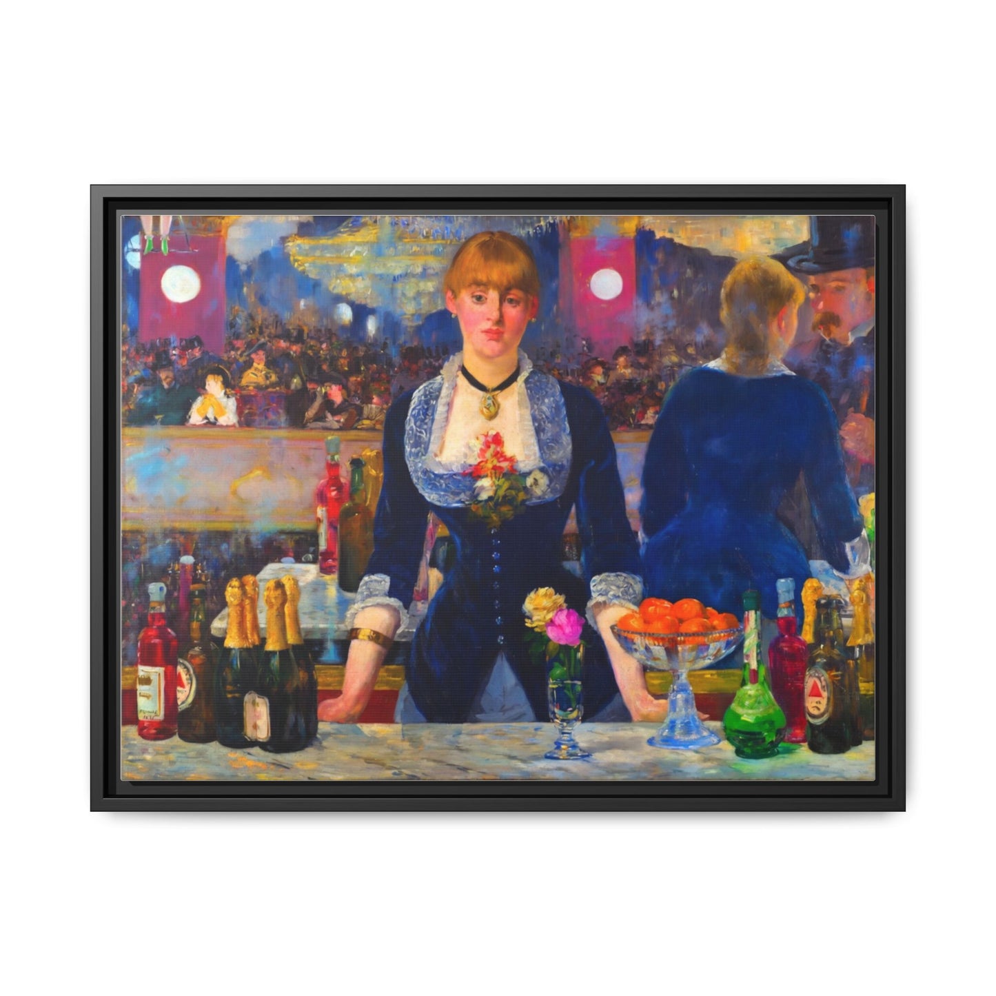 Framed Matte Canvas Print — Vintage Parisian Bar Scene