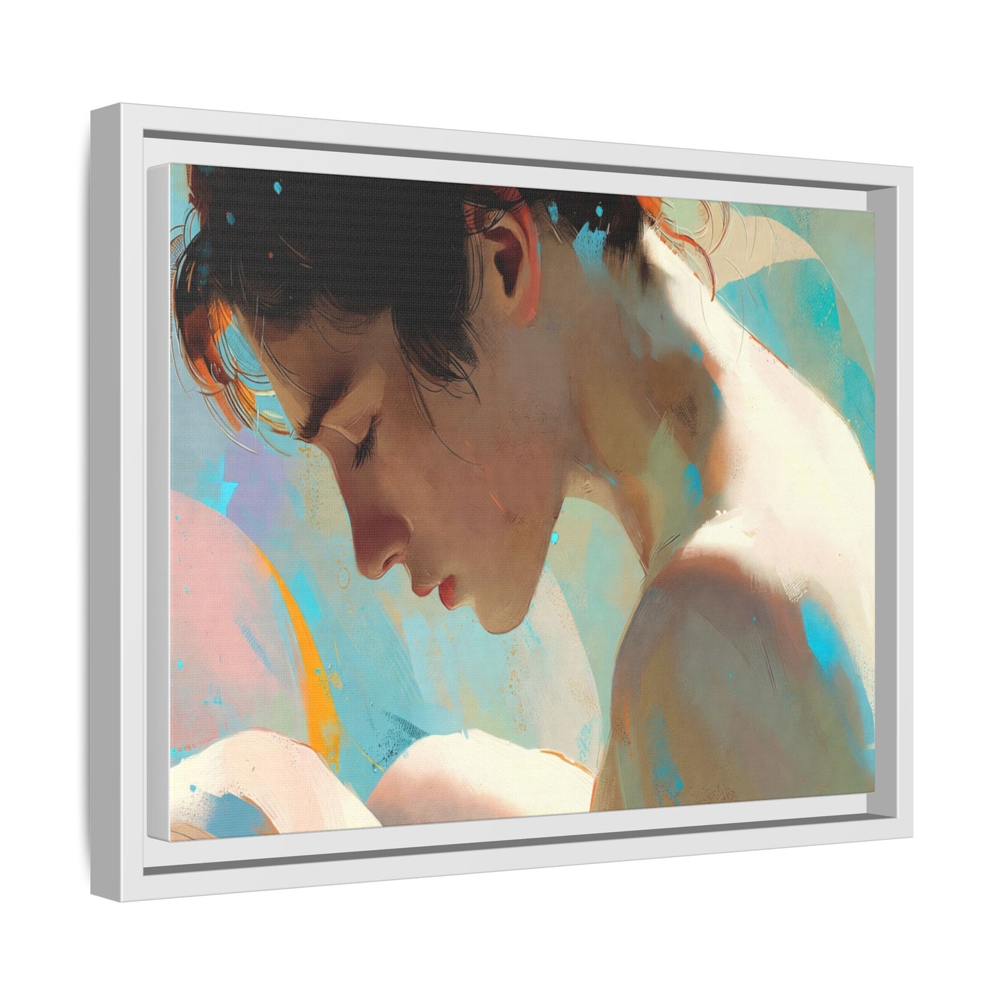 Framed Matte Canvas Print — Dreamy Portrait Art (Multi‑Color)
