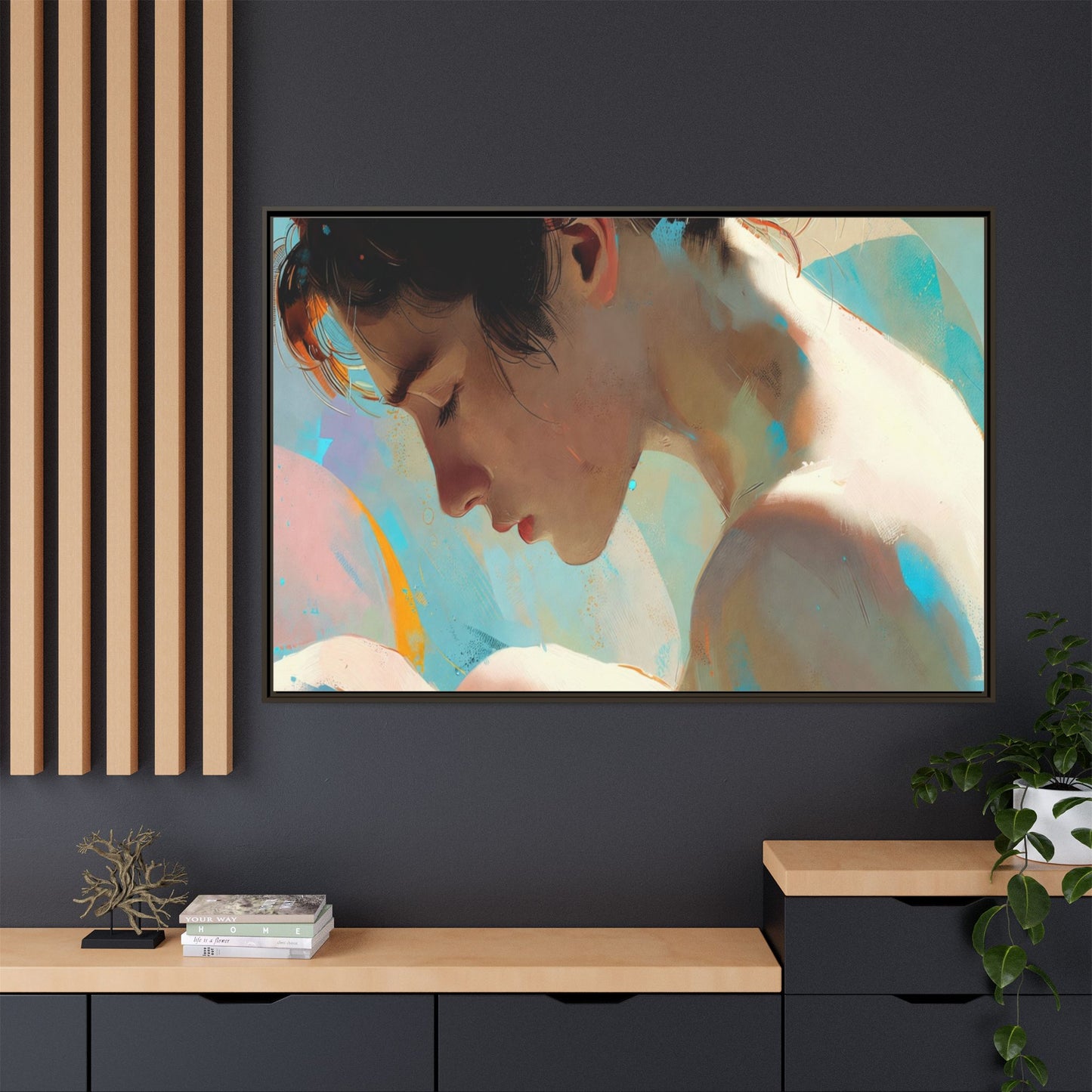 Framed Matte Canvas Print — Dreamy Portrait Art (Multi‑Color)