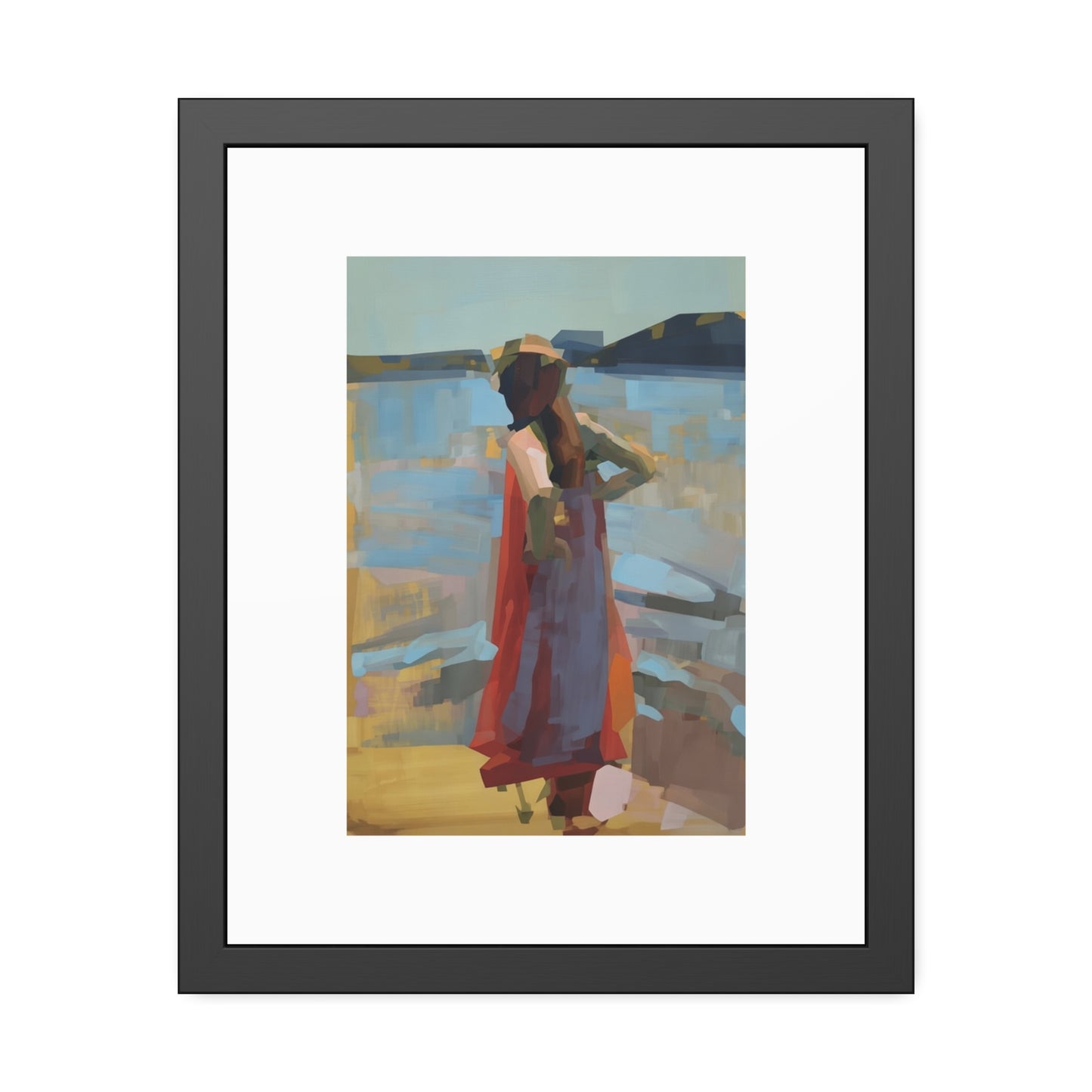 Framed Art Print — Woman at the Shore Impressionist Poster