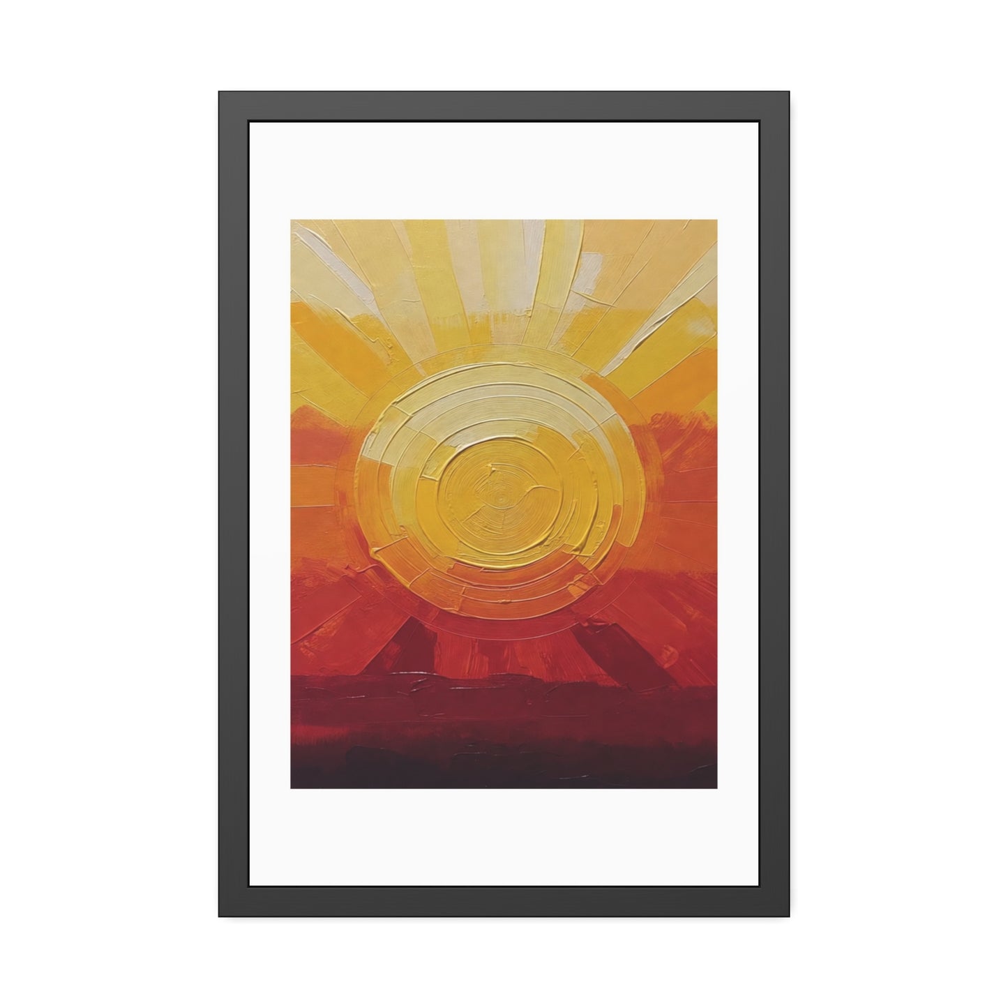 Sunburst Abstract Framed Art Print — Warm Sunrise Poster