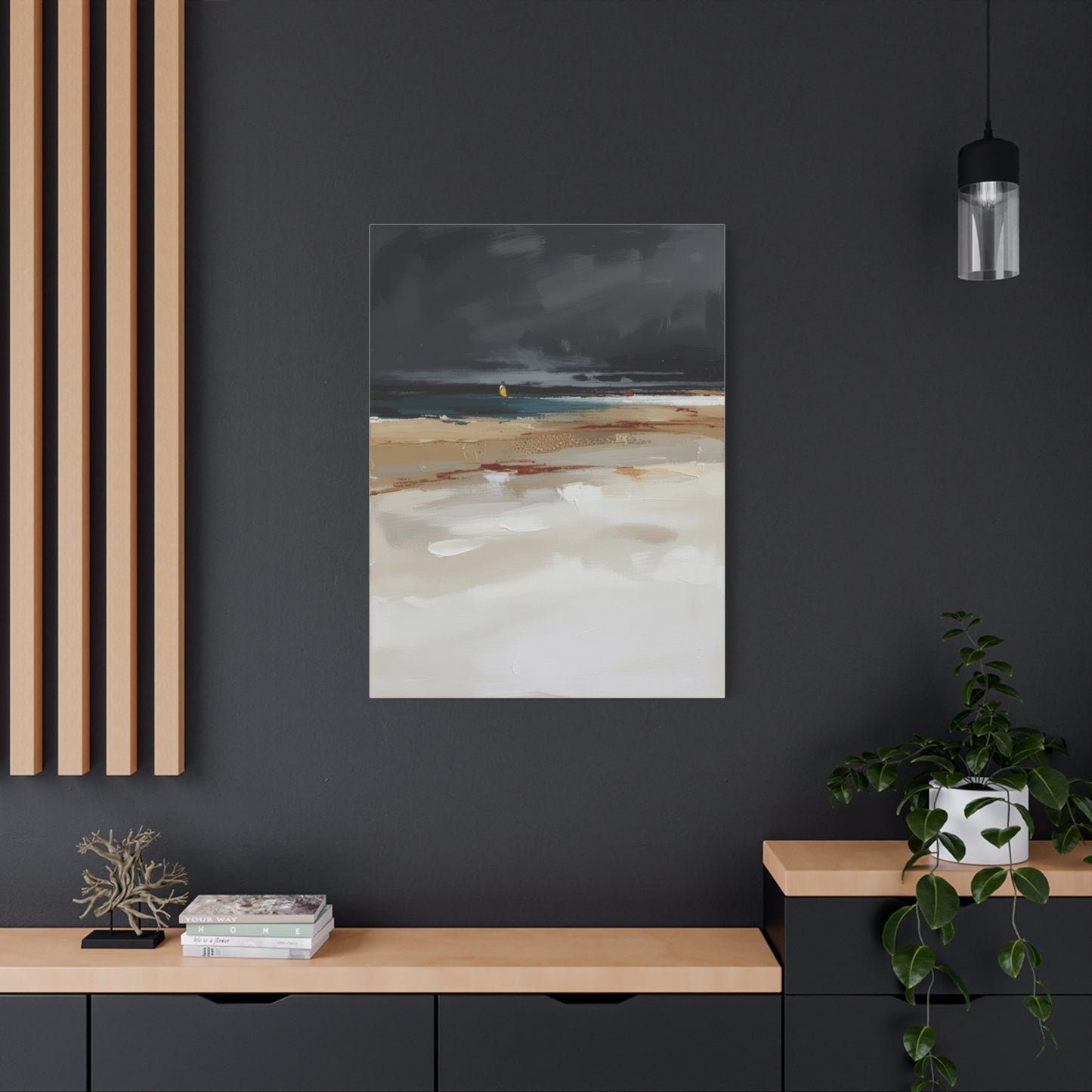 Beachscape Canvas Art — Stormy Seascape Matte Stretched Wall Art