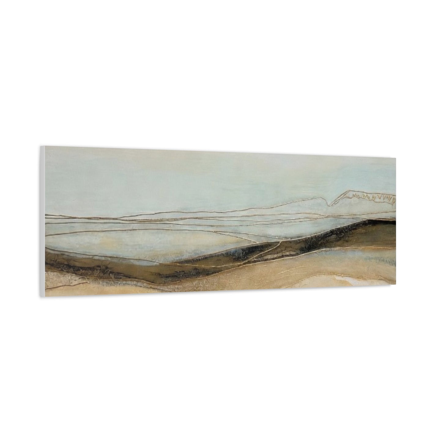 Abstract Coastal Landscape Matte Canvas Wall Art — Neutral Beach Waves Stretched Canvas