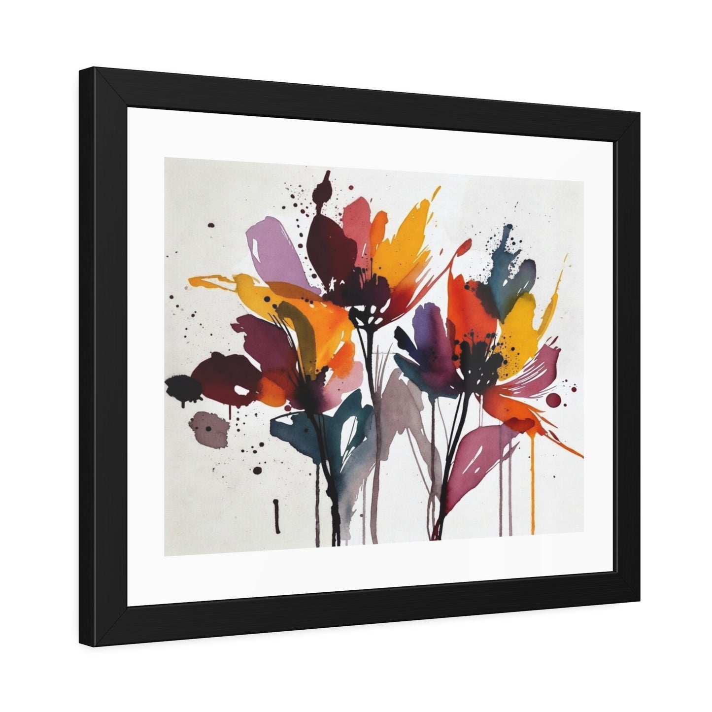 Abstract Watercolor Floral Framed Poster — Colorful Bloom Wall Art
