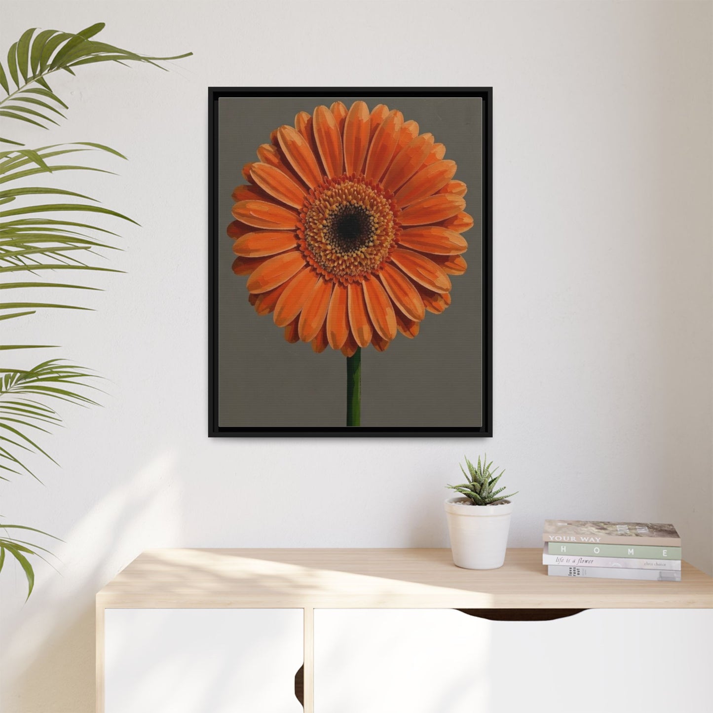 Orange Gerbera Daisy Matte Canvas Print (Framed)