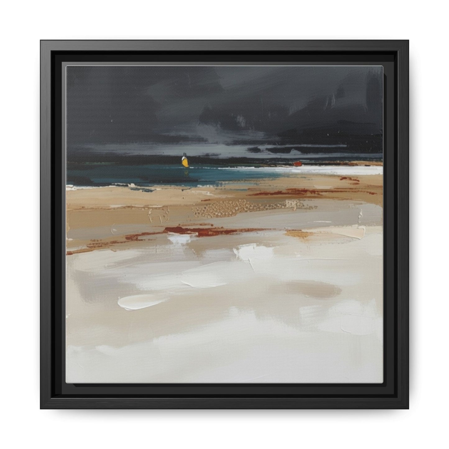 Framed Matte Canvas Beachscape Art Print — Coastal Abstract Wall Decor