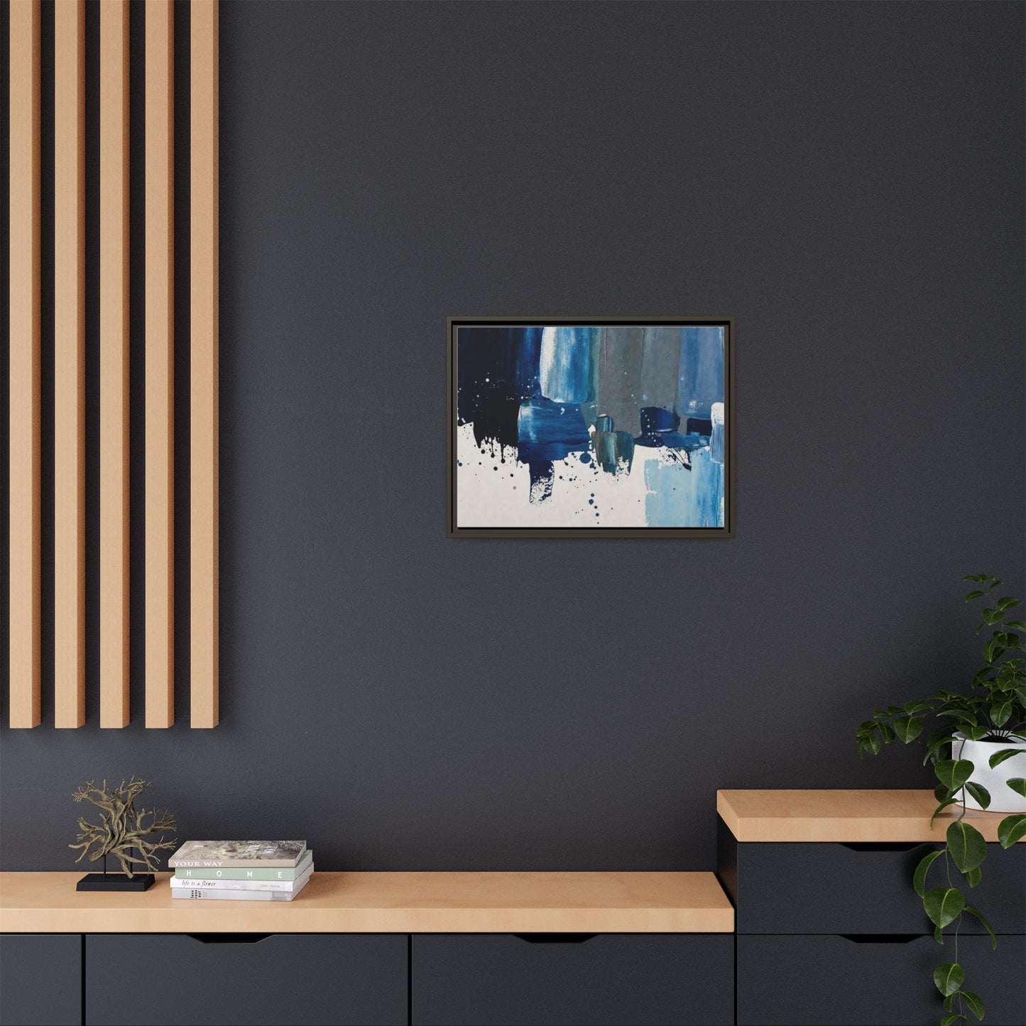 Abstract Blue Ocean Matte Canvas Framed Wall Art