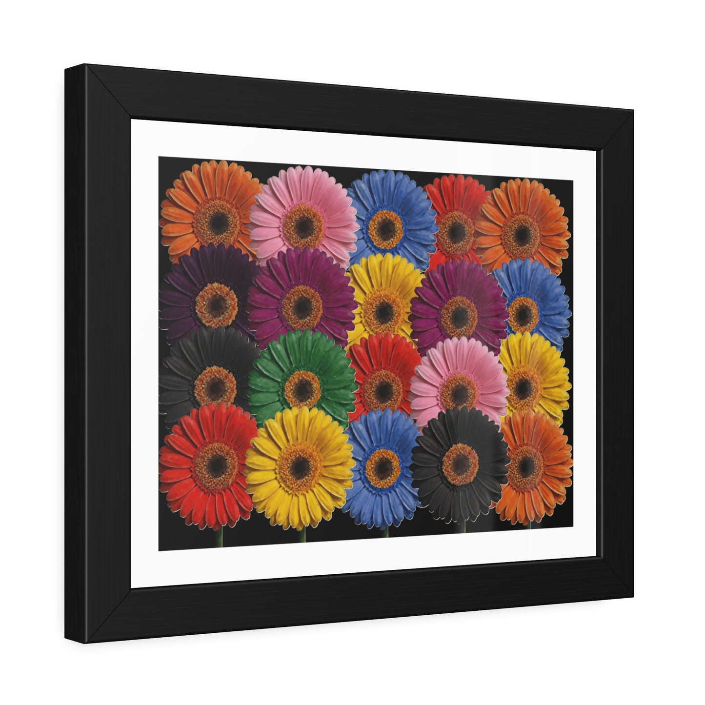 Framed Floral Poster — Colorful Gerbera Wall Art Print