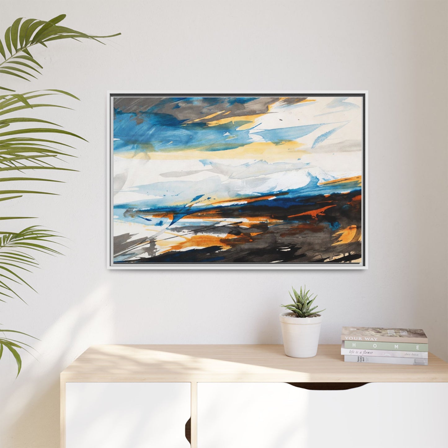 Abstract Coastal Waves Matte Canvas Framed Wall Art