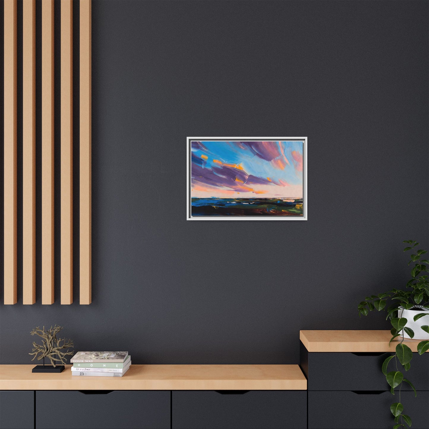Framed Matte Canvas Abstract Seascape Sunset Art Print