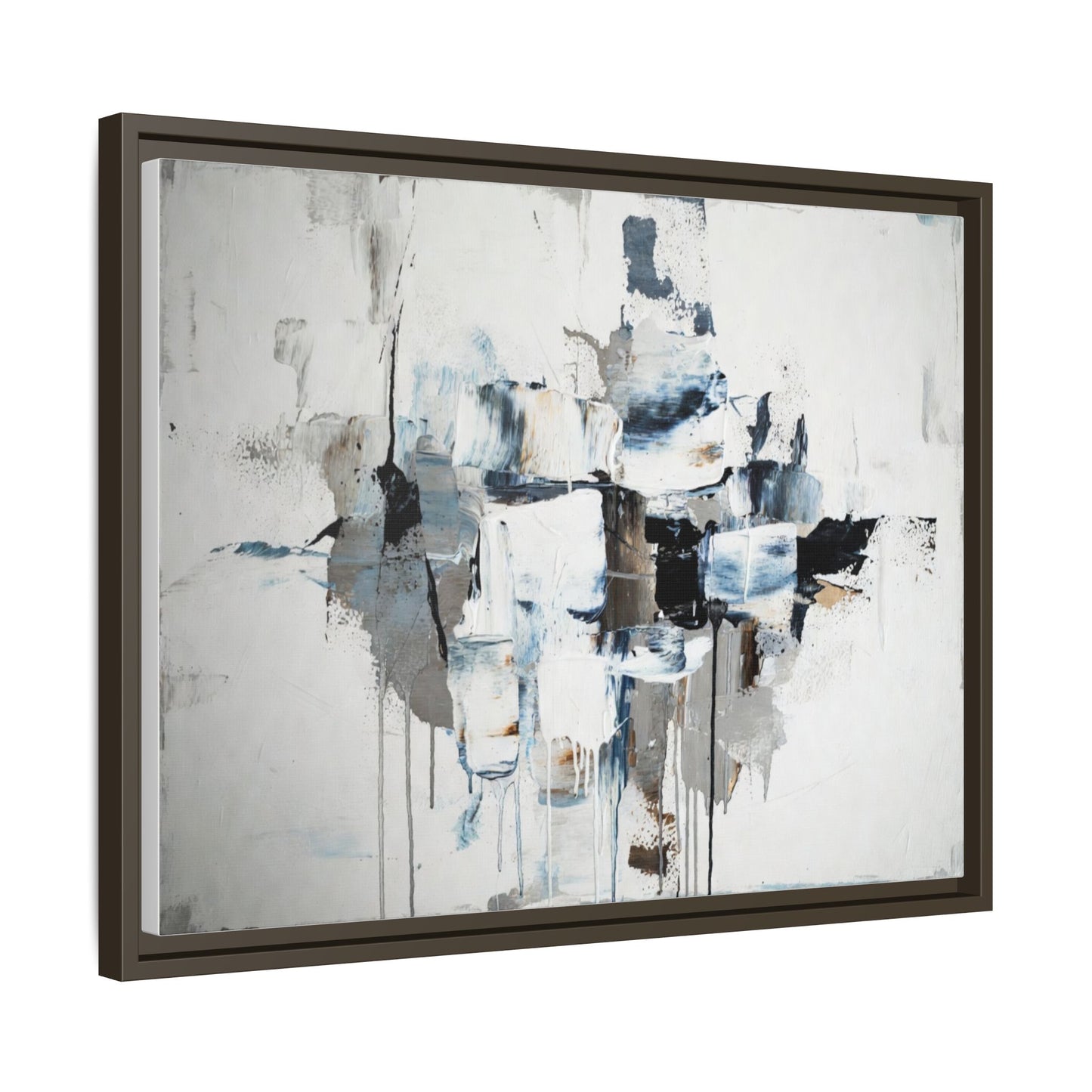 Framed Abstract Canvas Art — Blue Neutral Modern Wall Print