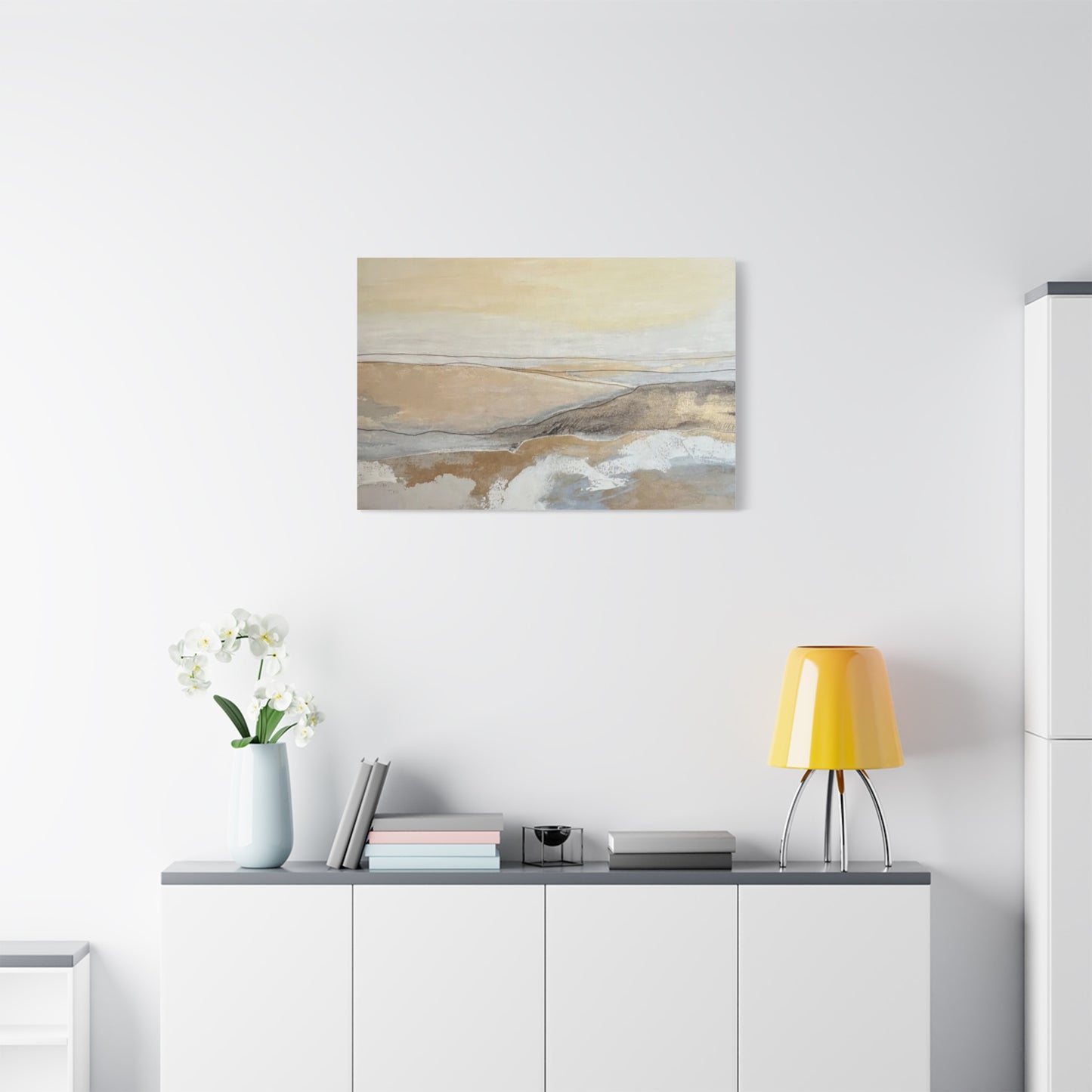 Abstract Coastal Landscape Canvas — Neutral Seascape Matte Stretched Wall Art