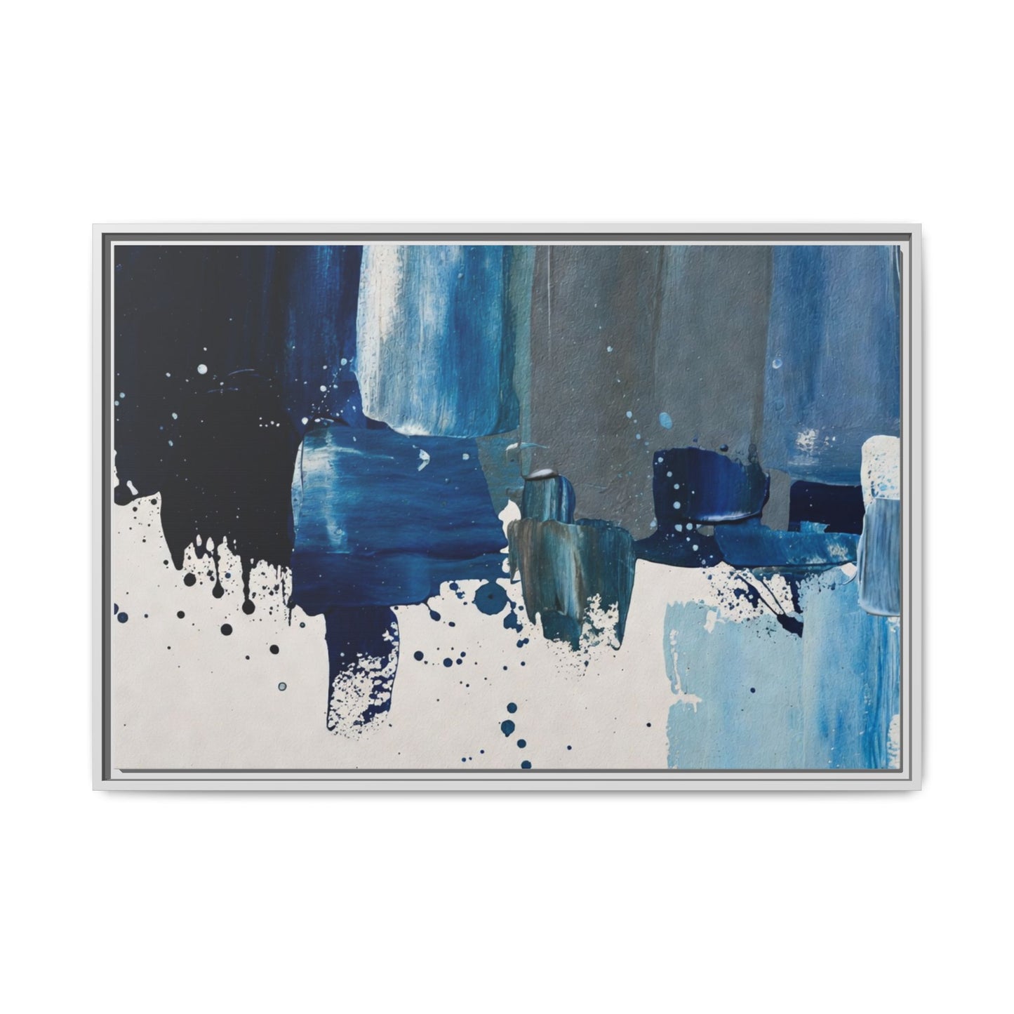 Abstract Blue Ocean Matte Canvas Framed Wall Art