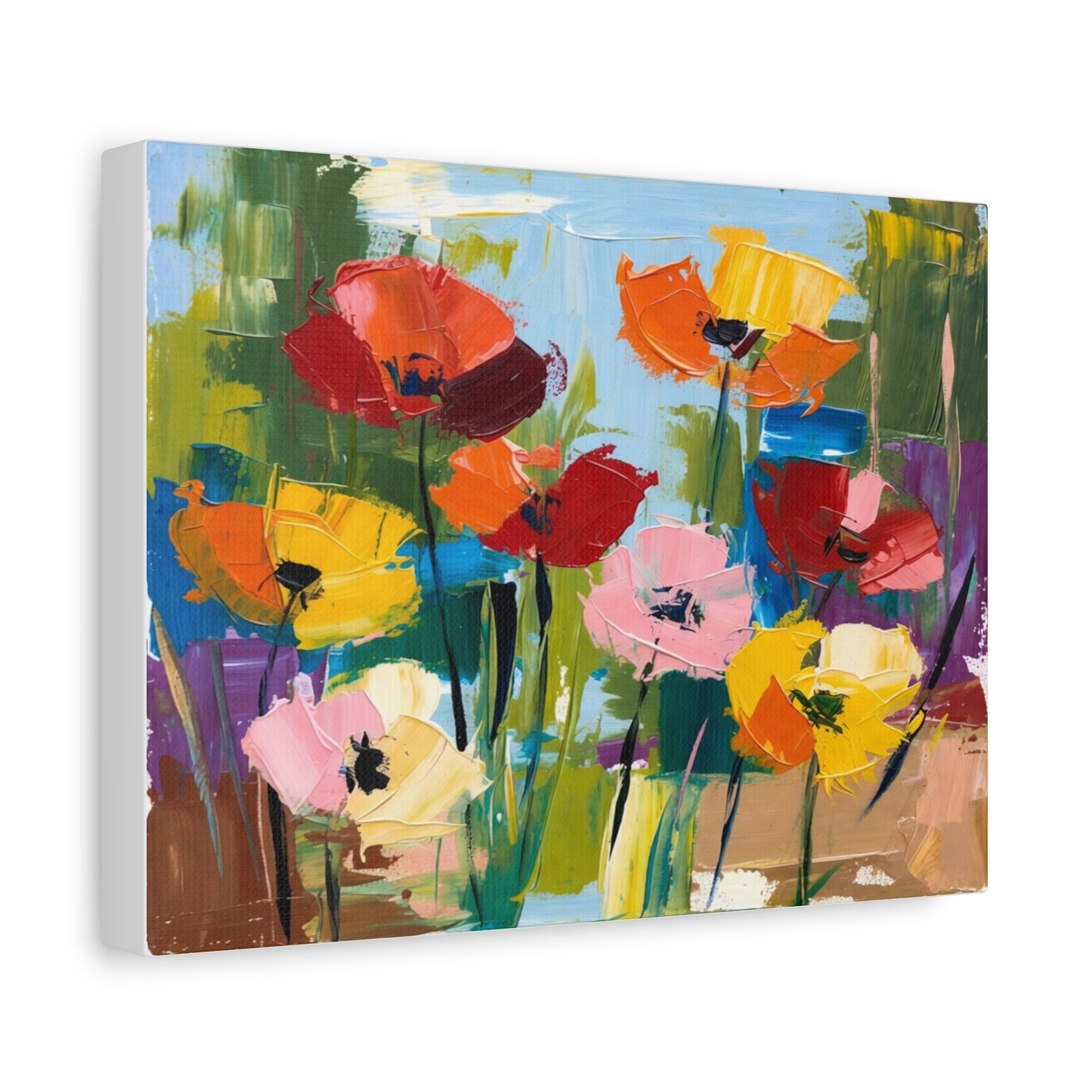 Colorful Abstract Floral Canvas Wall Art — Matte Stretched 1.25"