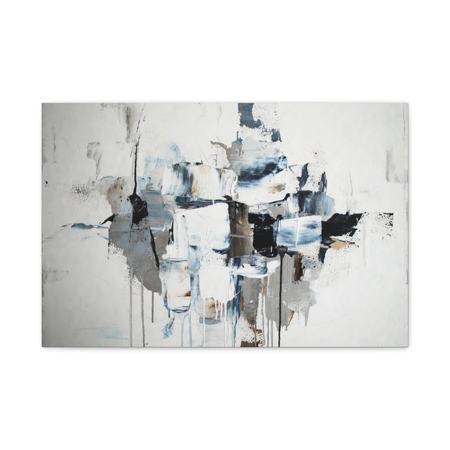 Abstract Blue & Gray Canvas Wall Art — Stretched Matte Canvas