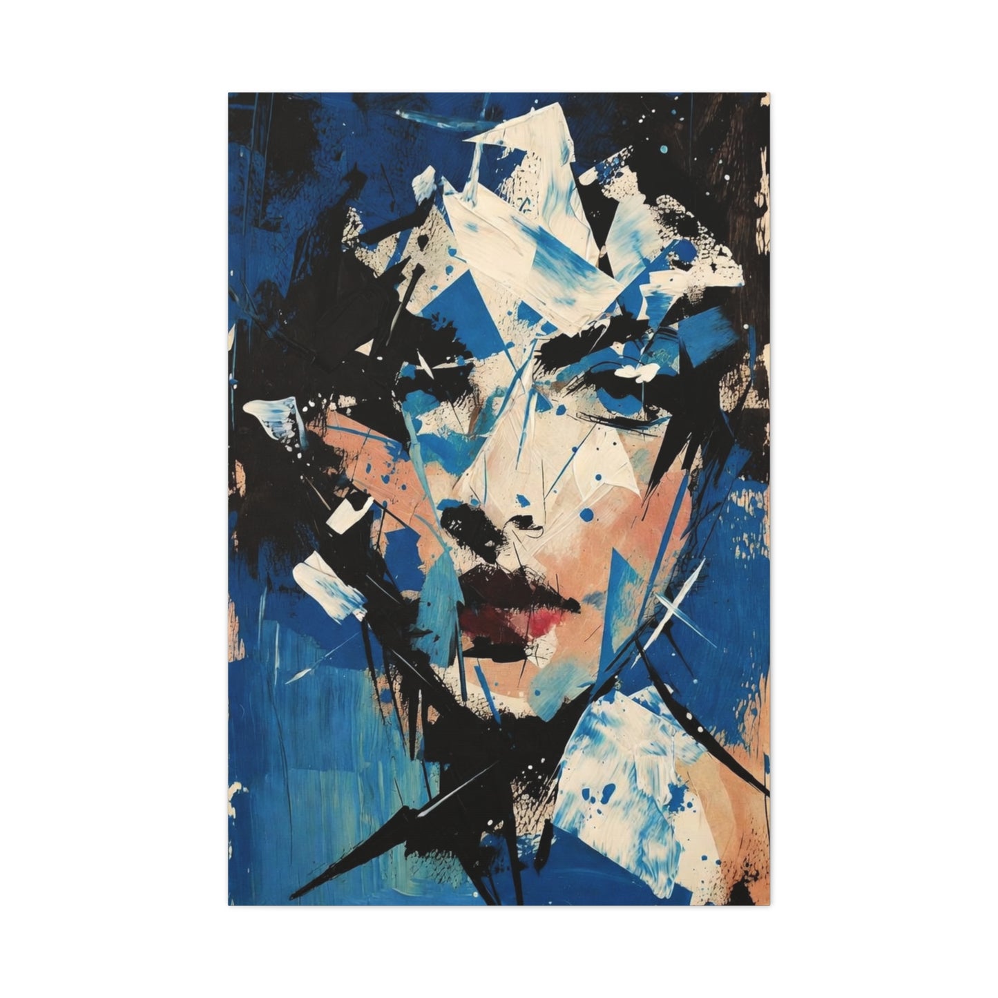 Abstract Blue Portrait Canvas Print — Modern Stretched Wall Art