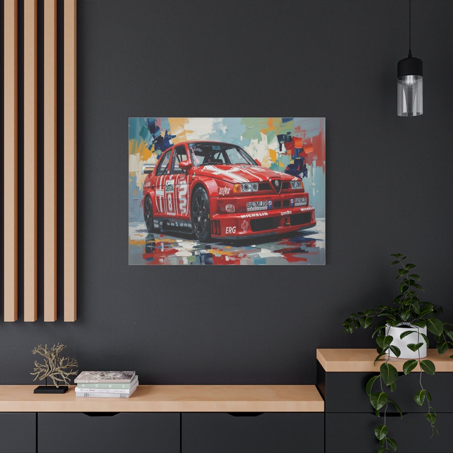Racing Alfa Romeo Canvas Print — Red Race Car Stretched Wall Art
