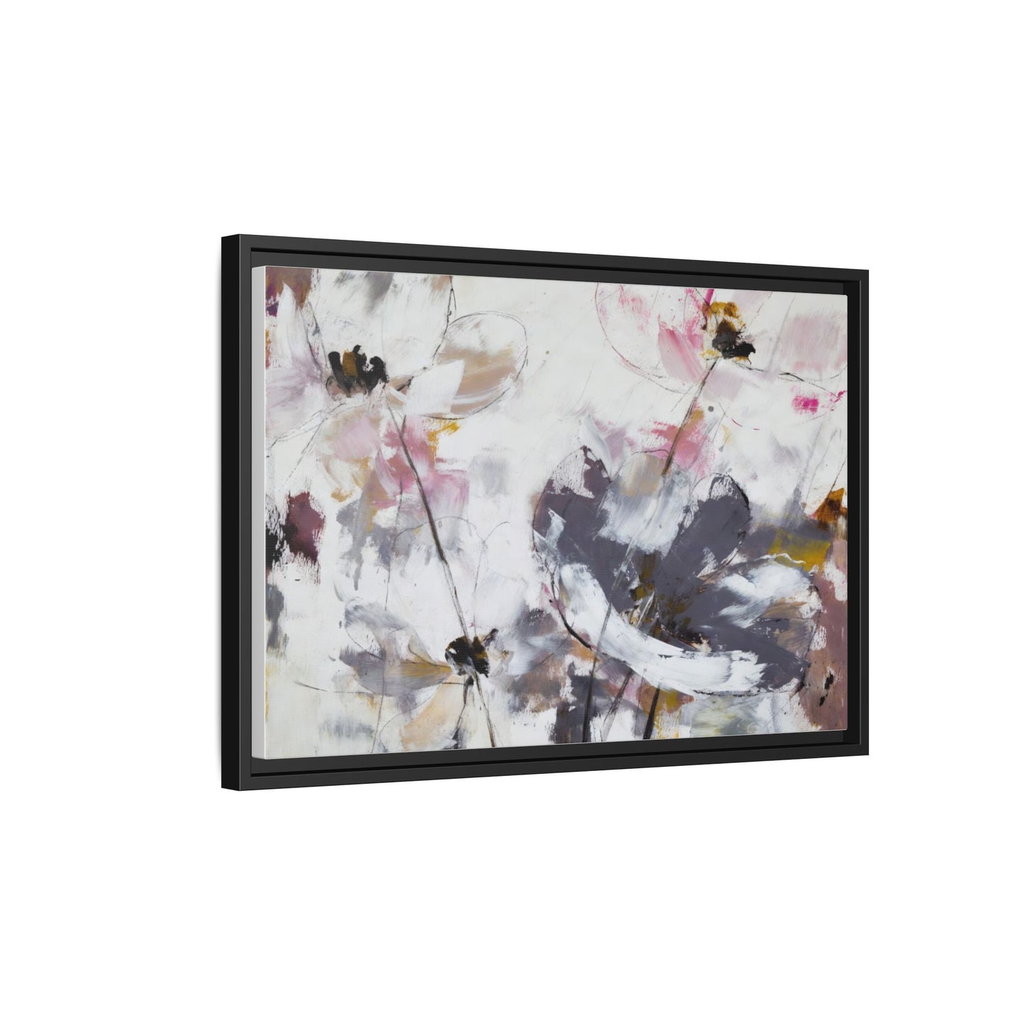 Abstract Floral Matte Canvas Framed Wall Art — Soft Watercolor Blooms