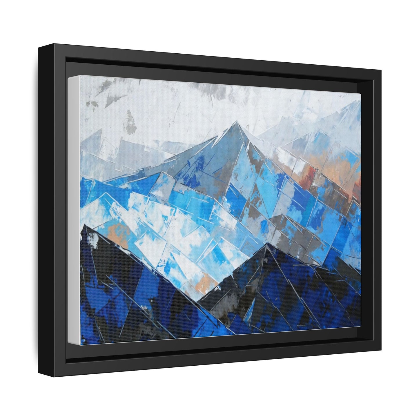 Framed Matte Canvas Blue Mountain Abstract Wall Art