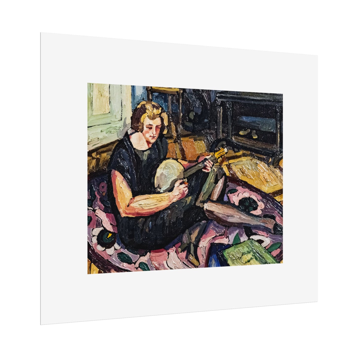 Luce au banjo dans le salon à Rabastens by Georges Gaudion Wall Art Print