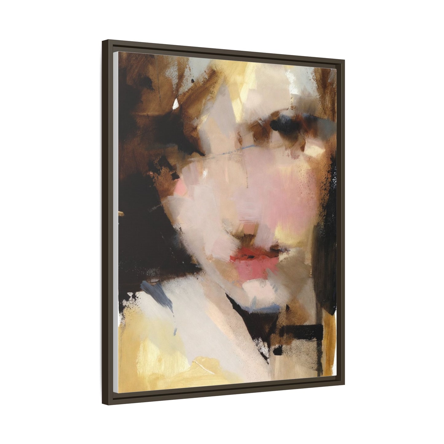 Abstract Portrait Matte Canvas Framed Print — Modern Feminine Wall Art