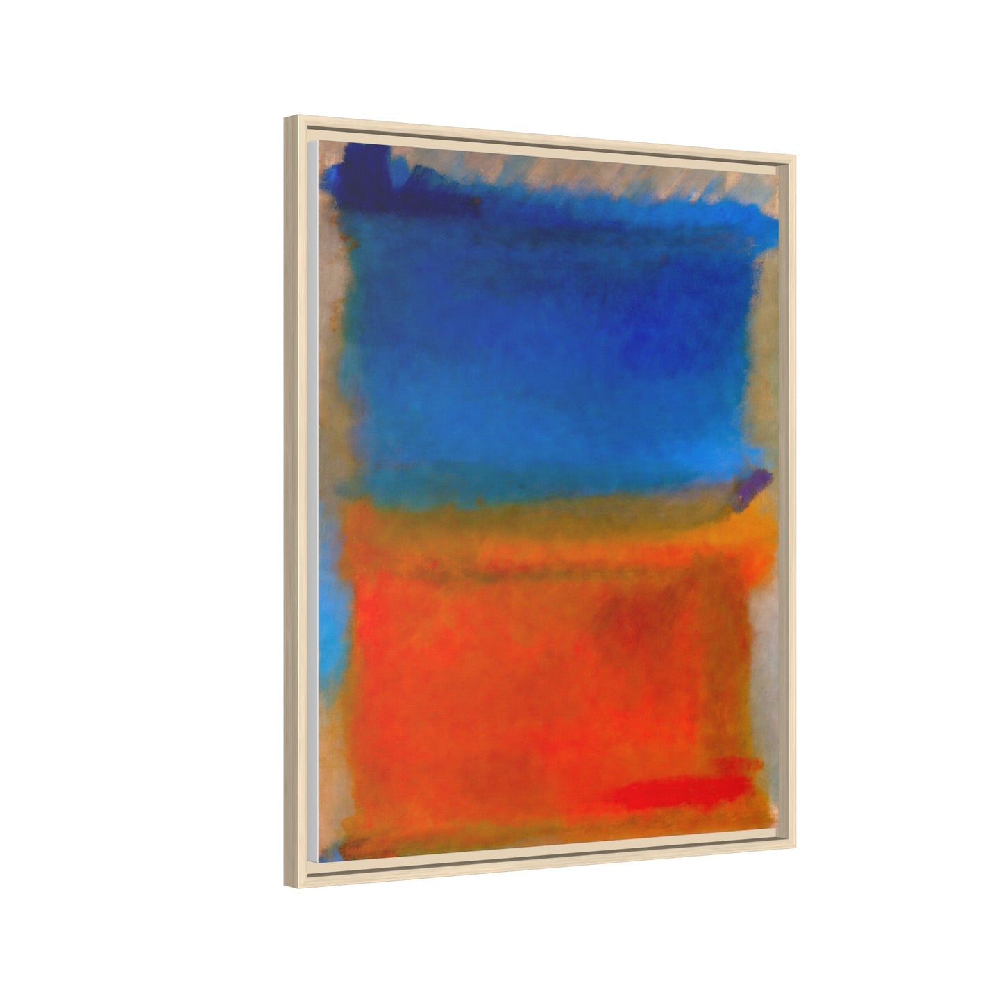 Abstract Color Block Matte Canvas Framed Wall Art — Blue & Orange Modern Painting